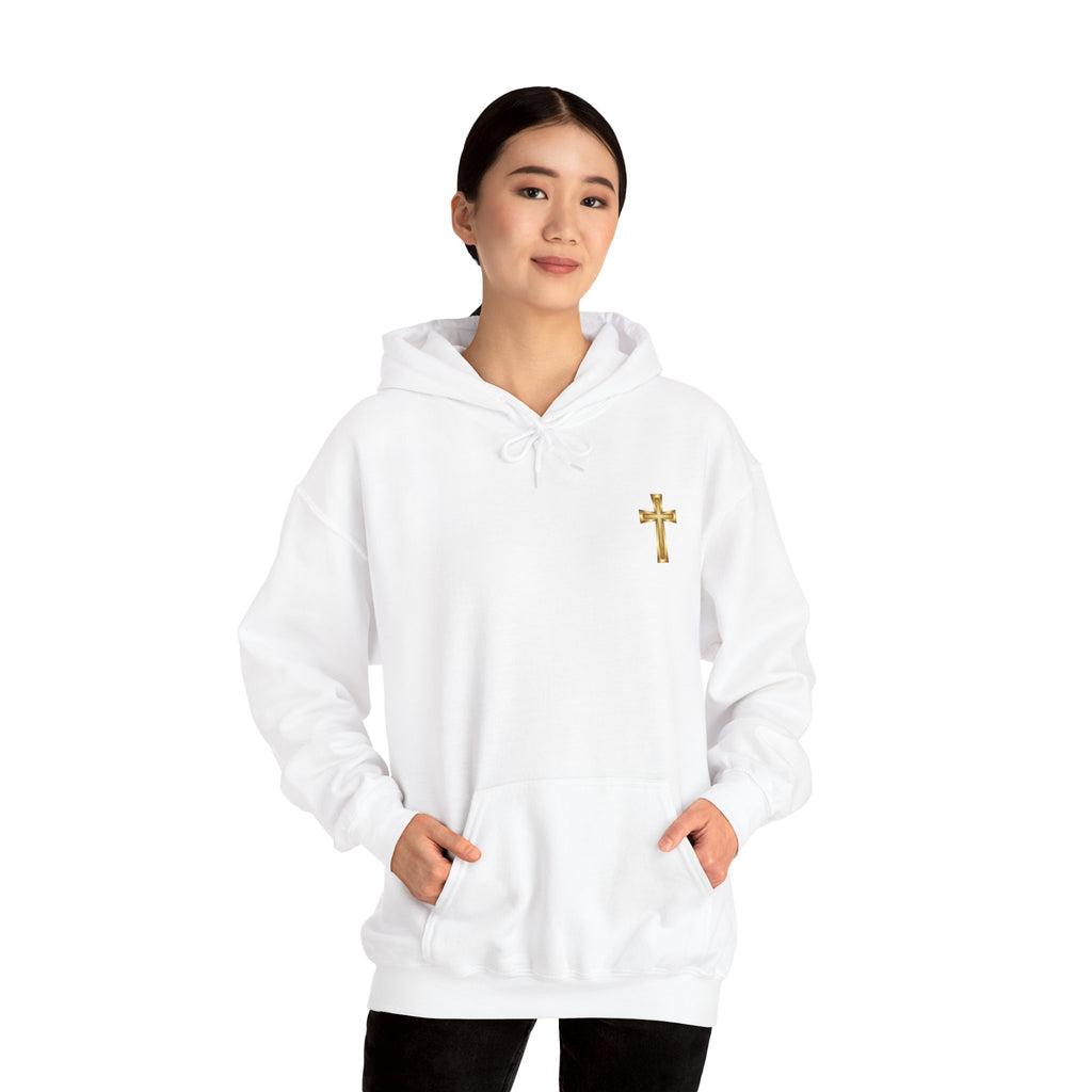 Mountain Road Hoodie with Gold Cross Chest Accent