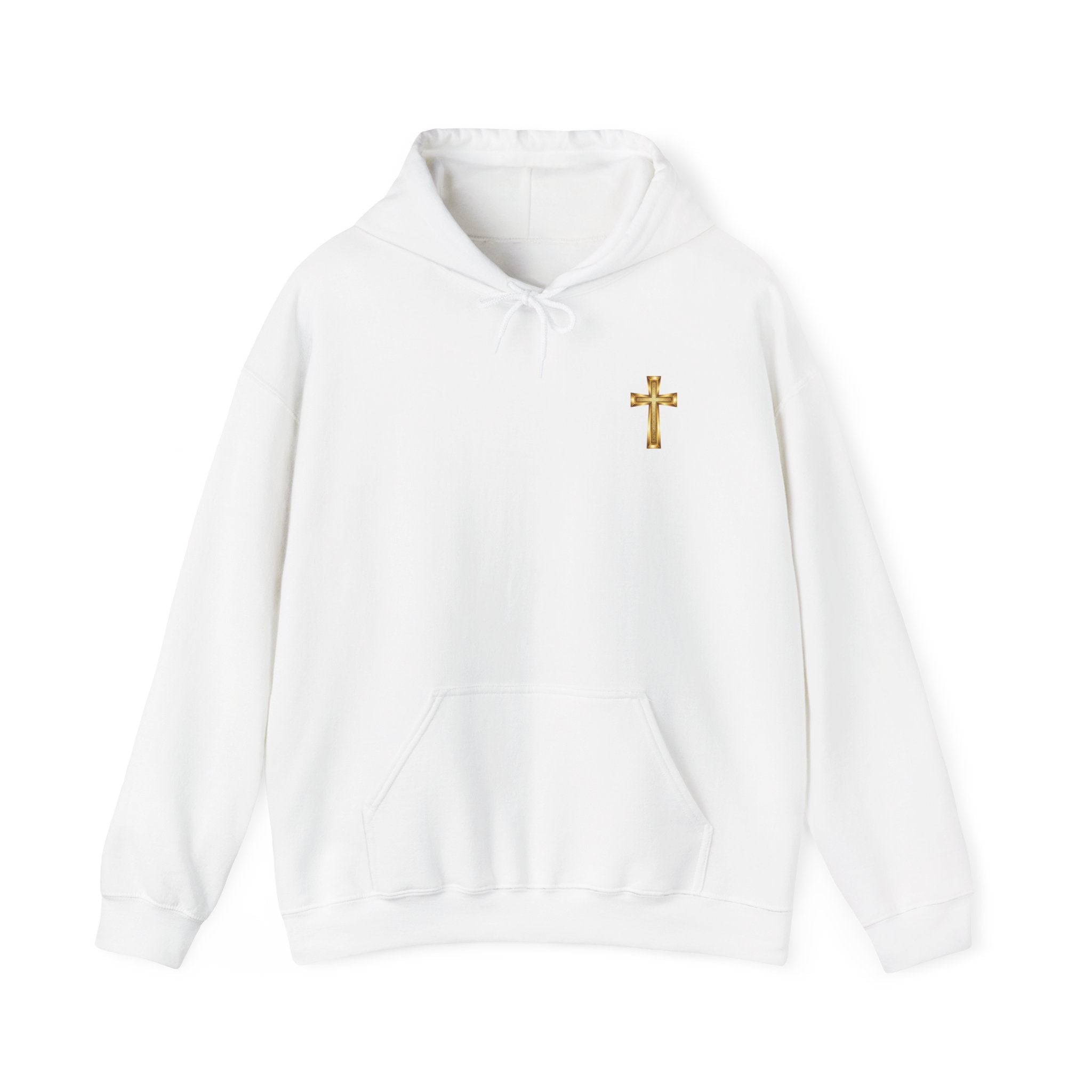 Mountain Road Hoodie with Gold Cross Chest Accent