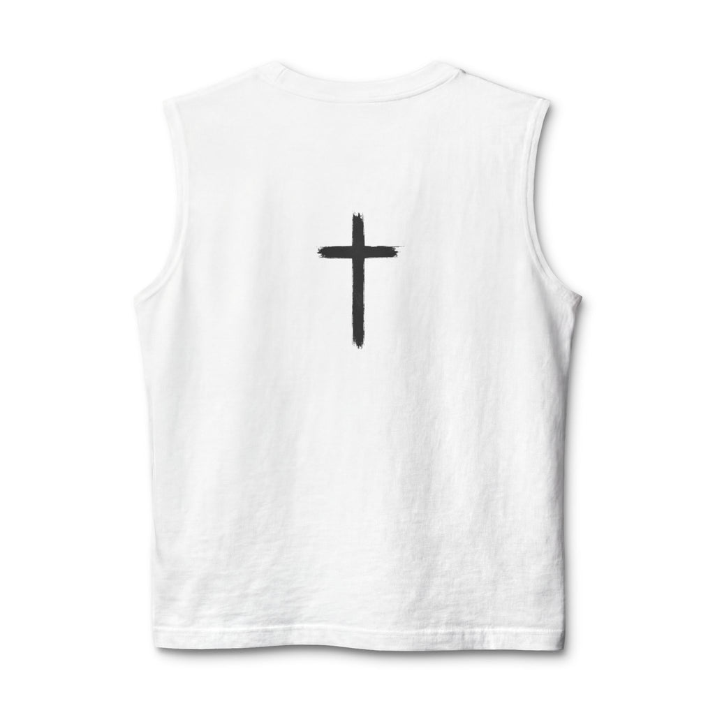 Jesus Saves Muscle Tank Back Cross Christian Faith Tank Top