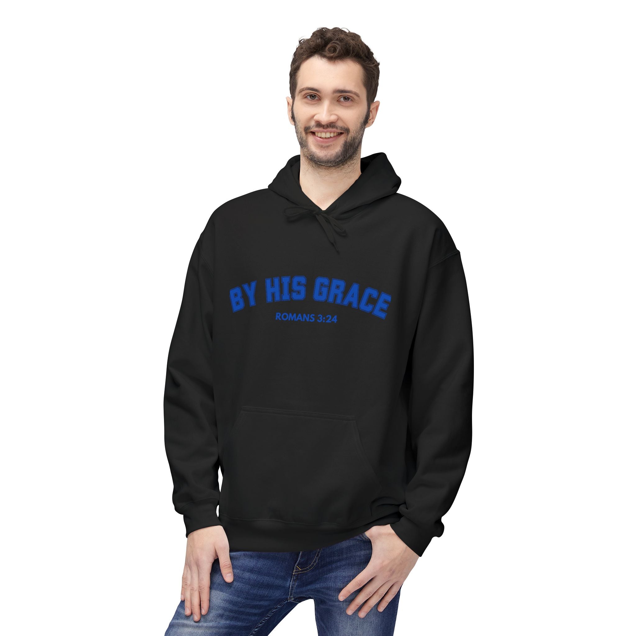Hoodie — "By His Grace" Christian Cross Hoodie (Romans 5:24)