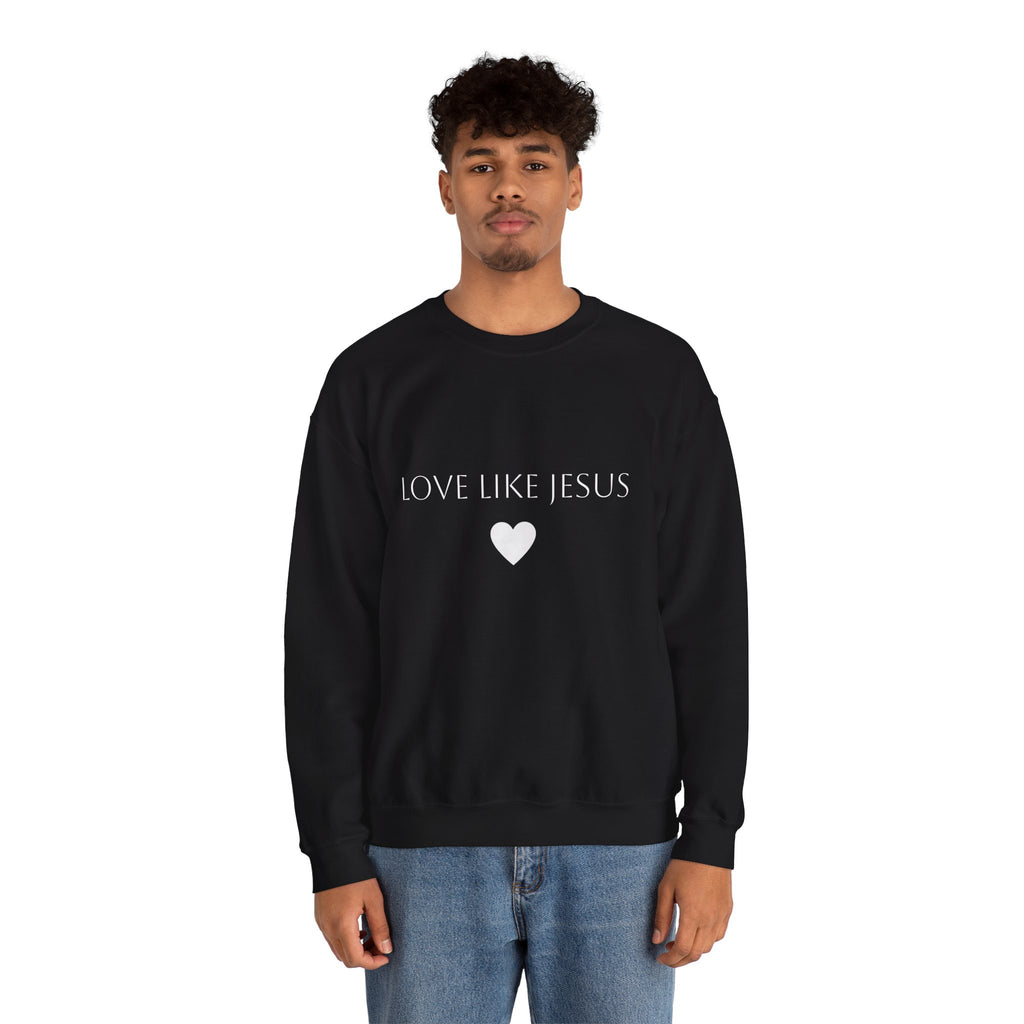Love Like Jesus Sweatshirt Faith Inspired Crewneck with Heart Graphic