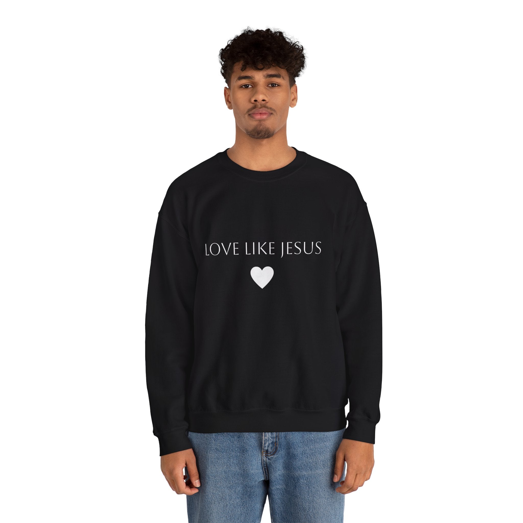 Love Like Jesus Sweatshirt Faith Inspired Crewneck with Heart Graphic