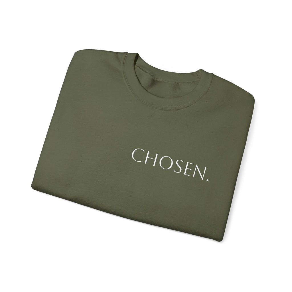 Chosen Sweatshirt Christian Crewneck with “1 Peter 2:9” Back Text