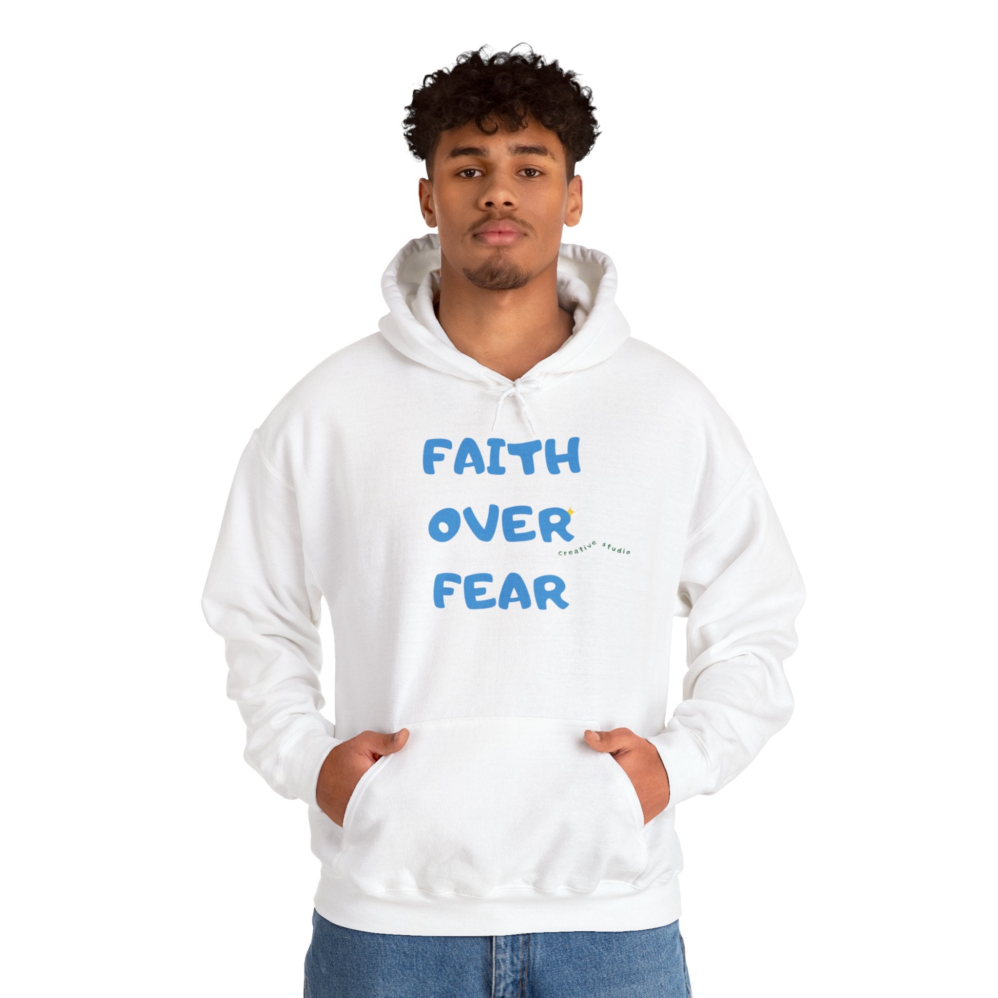 Faith Over Fear Hoodie — Christian Cross Inspirational Pullover
