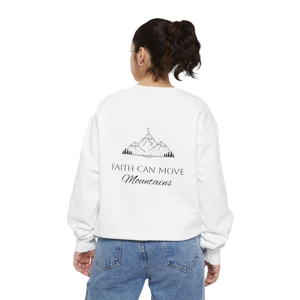 Faith Can Move Mountains Sweatshirt  Heart Chest Graphic