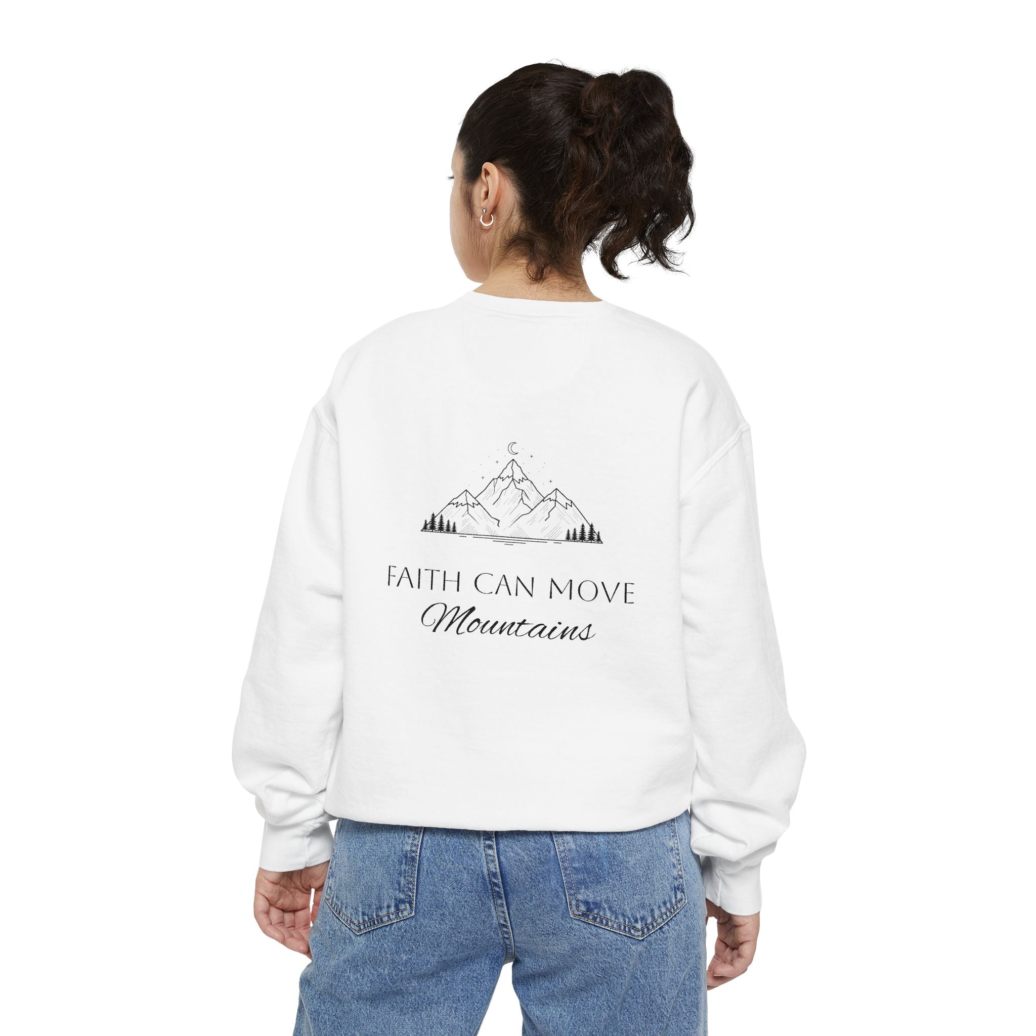 Faith Can Move Mountains Sweatshirt  Heart Chest Graphic