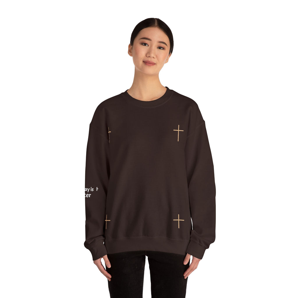 Christian Cross Crewneck Sweatshirt Minimal Faith Graphic