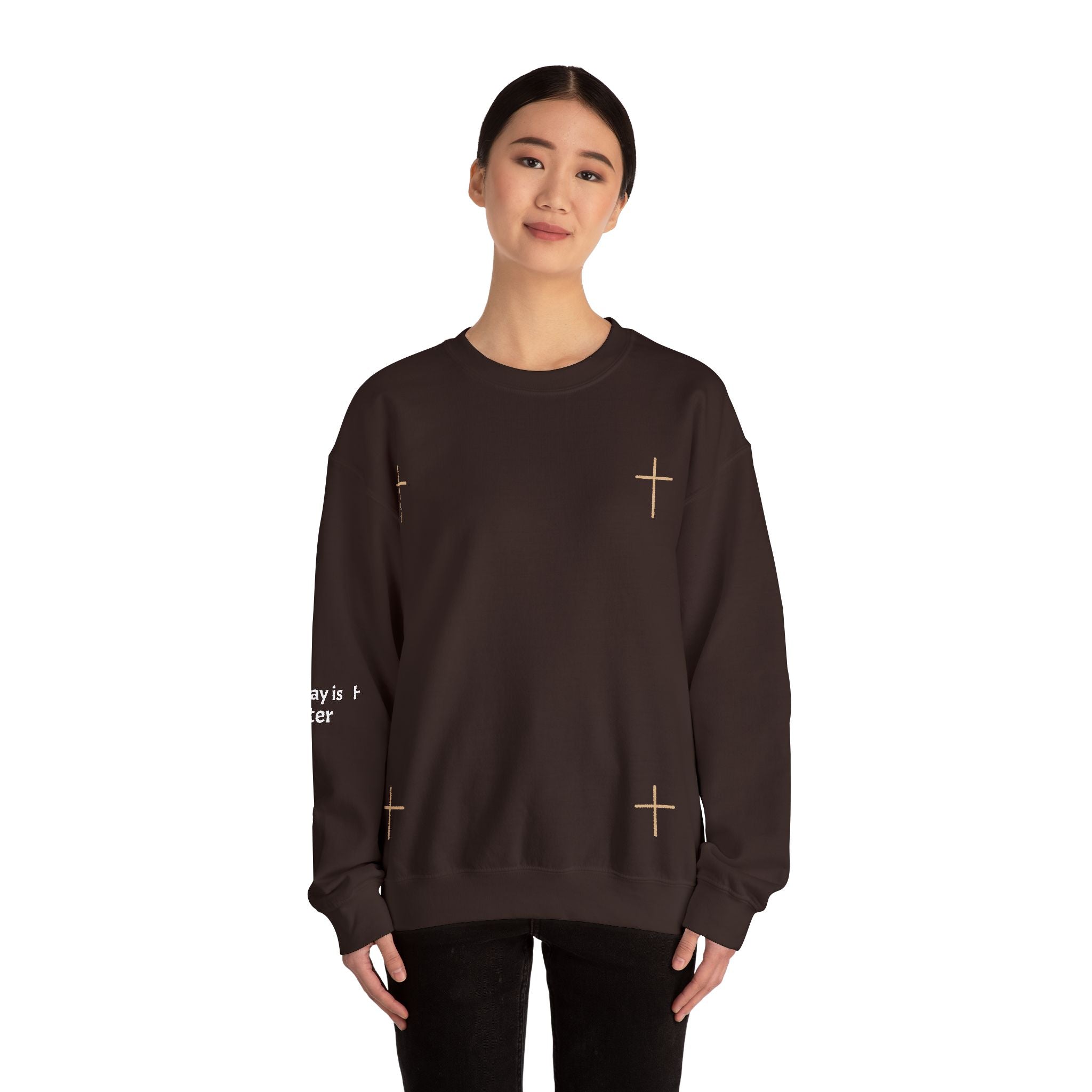 Christian Cross Crewneck Sweatshirt Minimal Faith Graphic