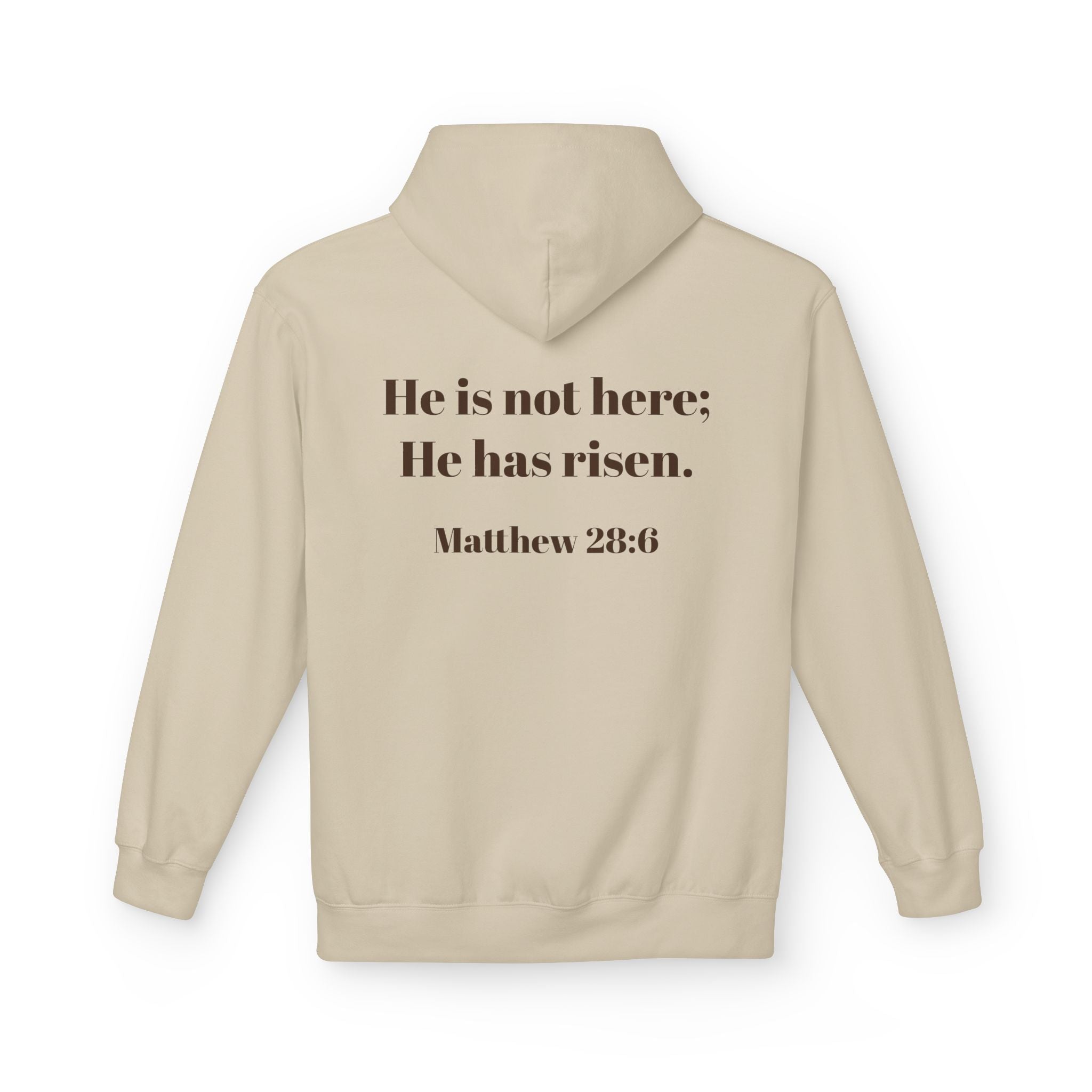 He Has Risen Hoodie  Christian Easter Scripture Pullover (Matthew 28:6)