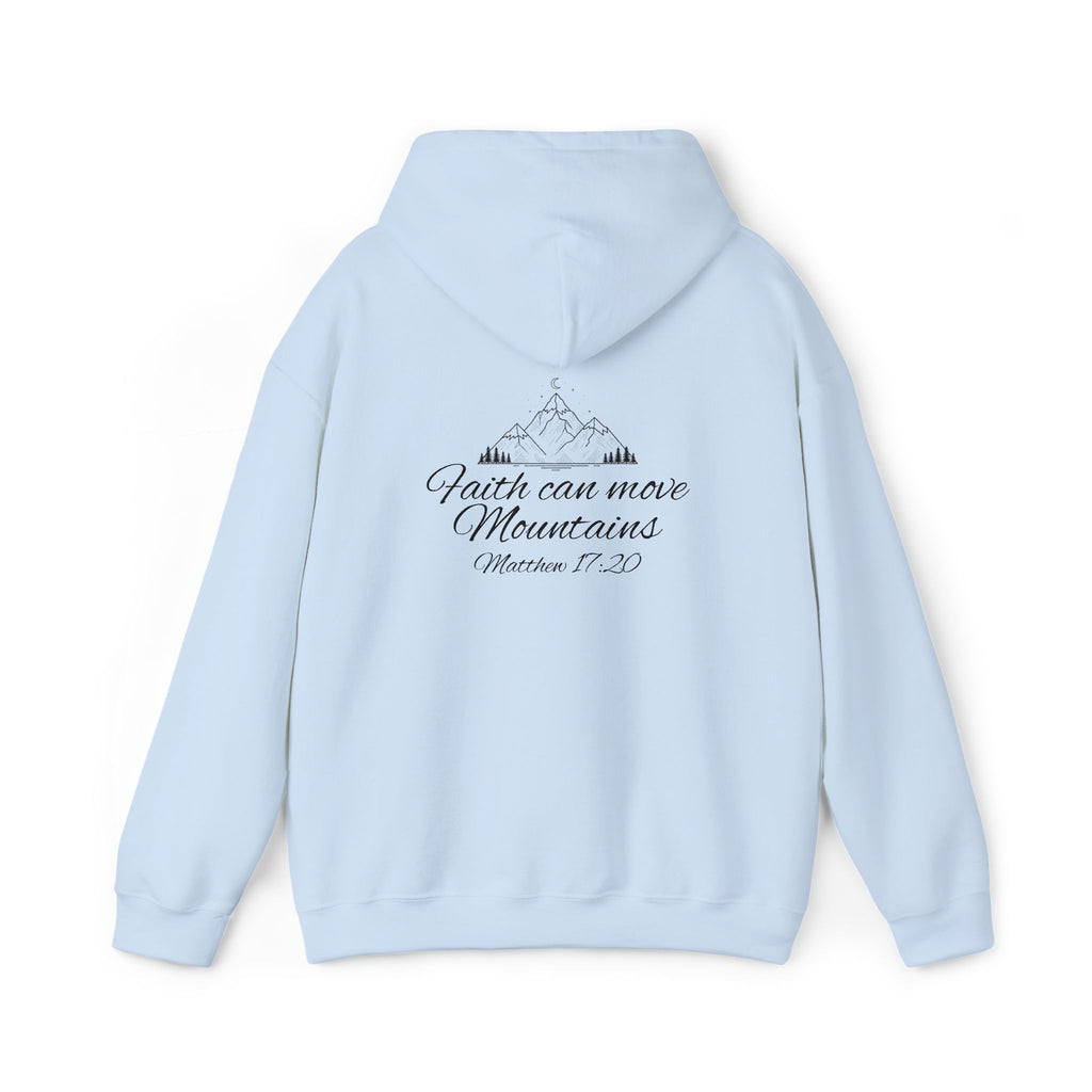 Faith Can Move Mountains Hoodie Inspirational Christian Scripture Sweatshirt (Matthew 17:20)