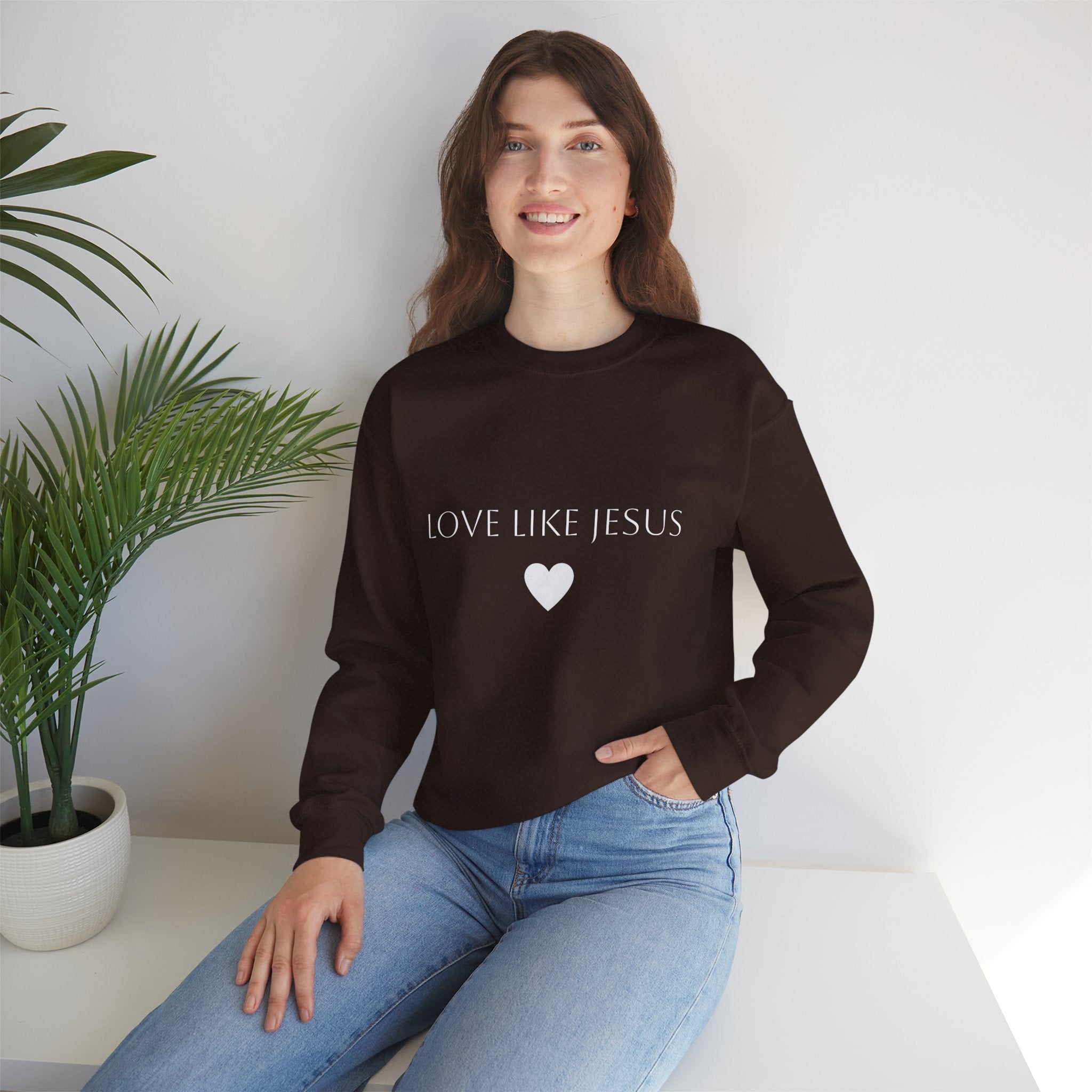 Love Like Jesus Sweatshirt Faith Inspired Crewneck with Heart Graphic
