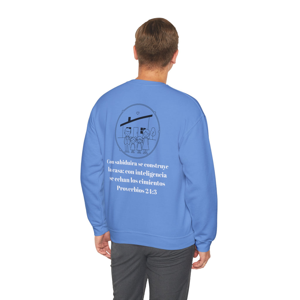 Crewneck Sweatshirt Minimal Heart Graphic with Spanish Proverbs Text