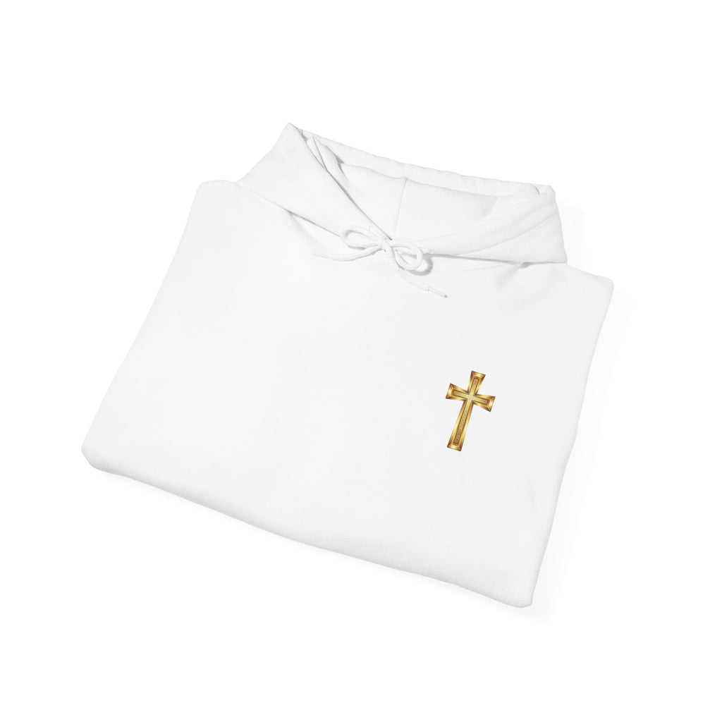 Mountain Road Hoodie with Gold Cross Chest Accent