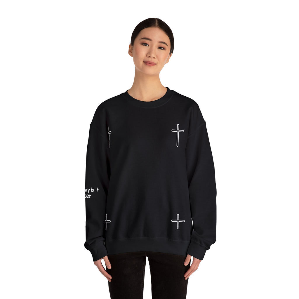 Christian Cross Crewneck Sweatshirt Minimal Faith Graphic