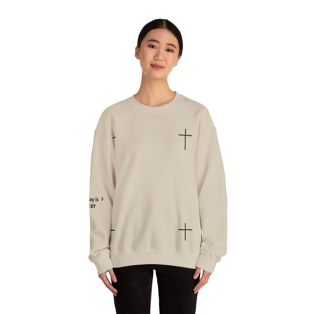 Christian Cross Crewneck Sweatshirt Minimal Faith Graphic
