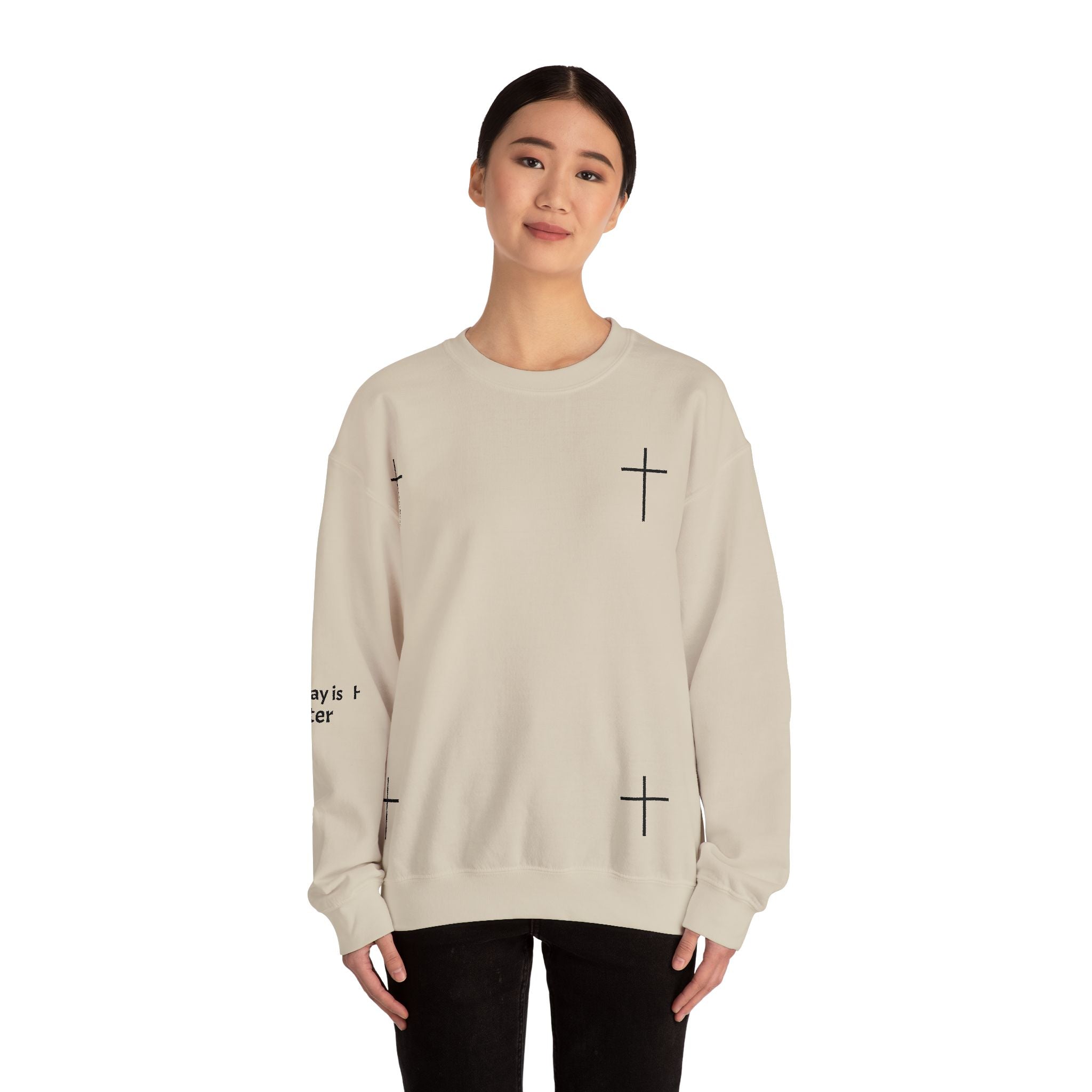 Christian Cross Crewneck Sweatshirt Minimal Faith Graphic