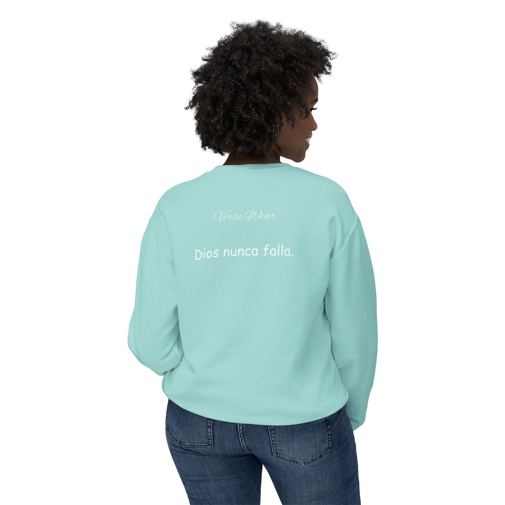 Dios nunca falla. — Small Cross Front & "Dios nunca falla" Script Back