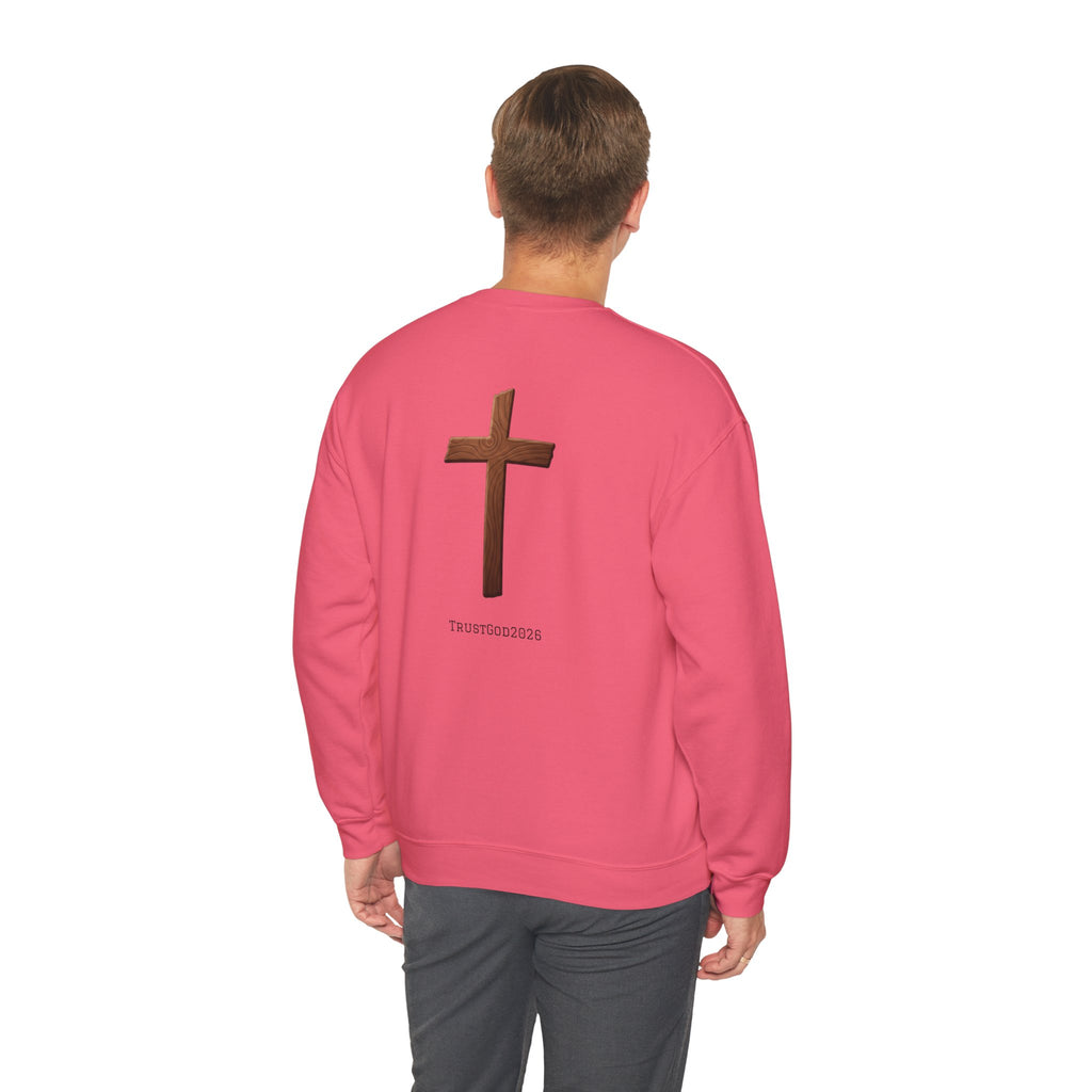 Christian Crewneck Sweatshirt — "God Is Everywhere" with Back Cross Design