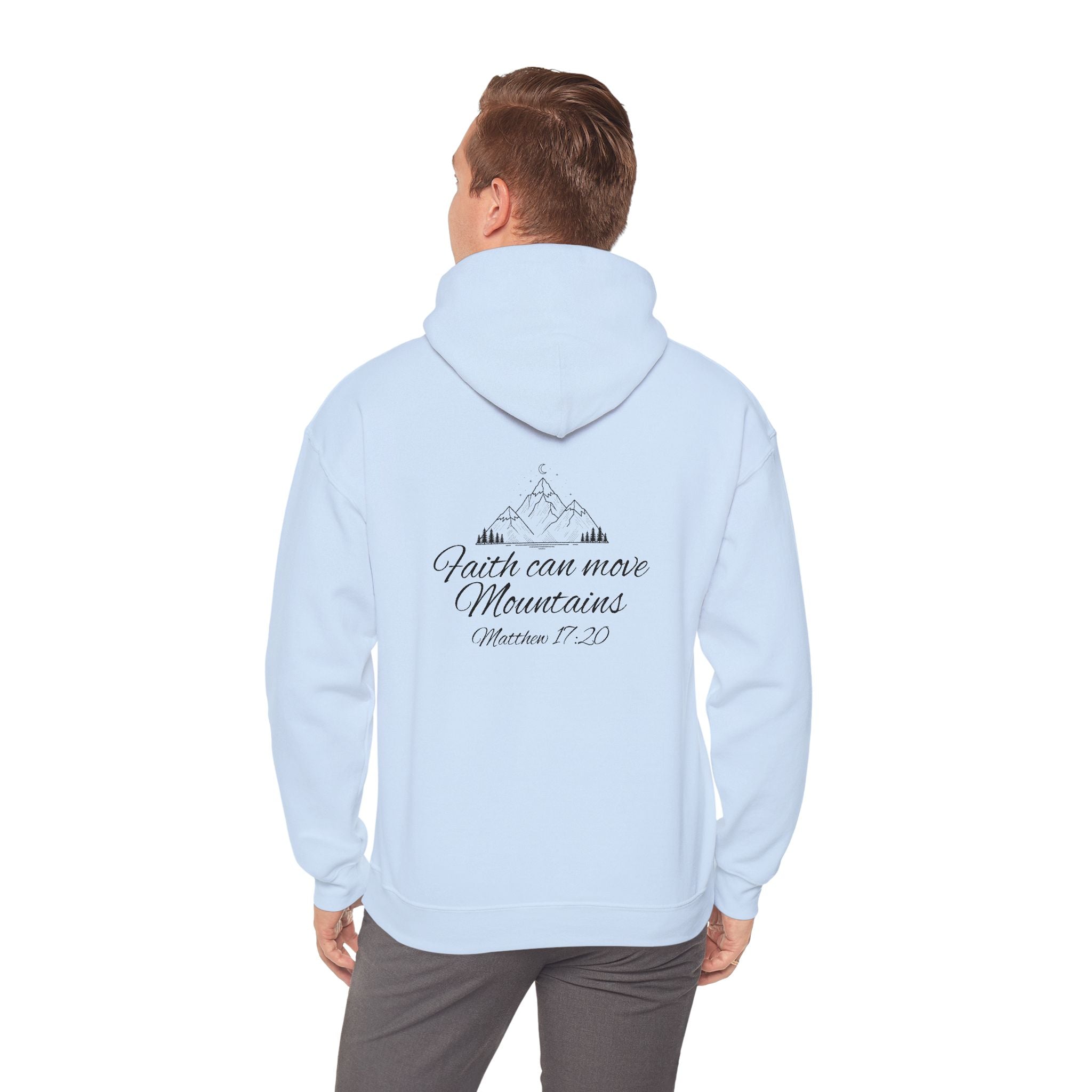 Faith Can Move Mountains Hoodie Inspirational Christian Scripture Sweatshirt (Matthew 17:20)