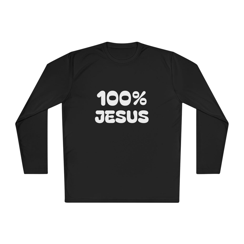 Long Sleeve Tee "100% JESUS" Christian Cross Faith Shirt