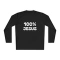 Long Sleeve Tee "100% JESUS" Christian Cross Faith Shirt