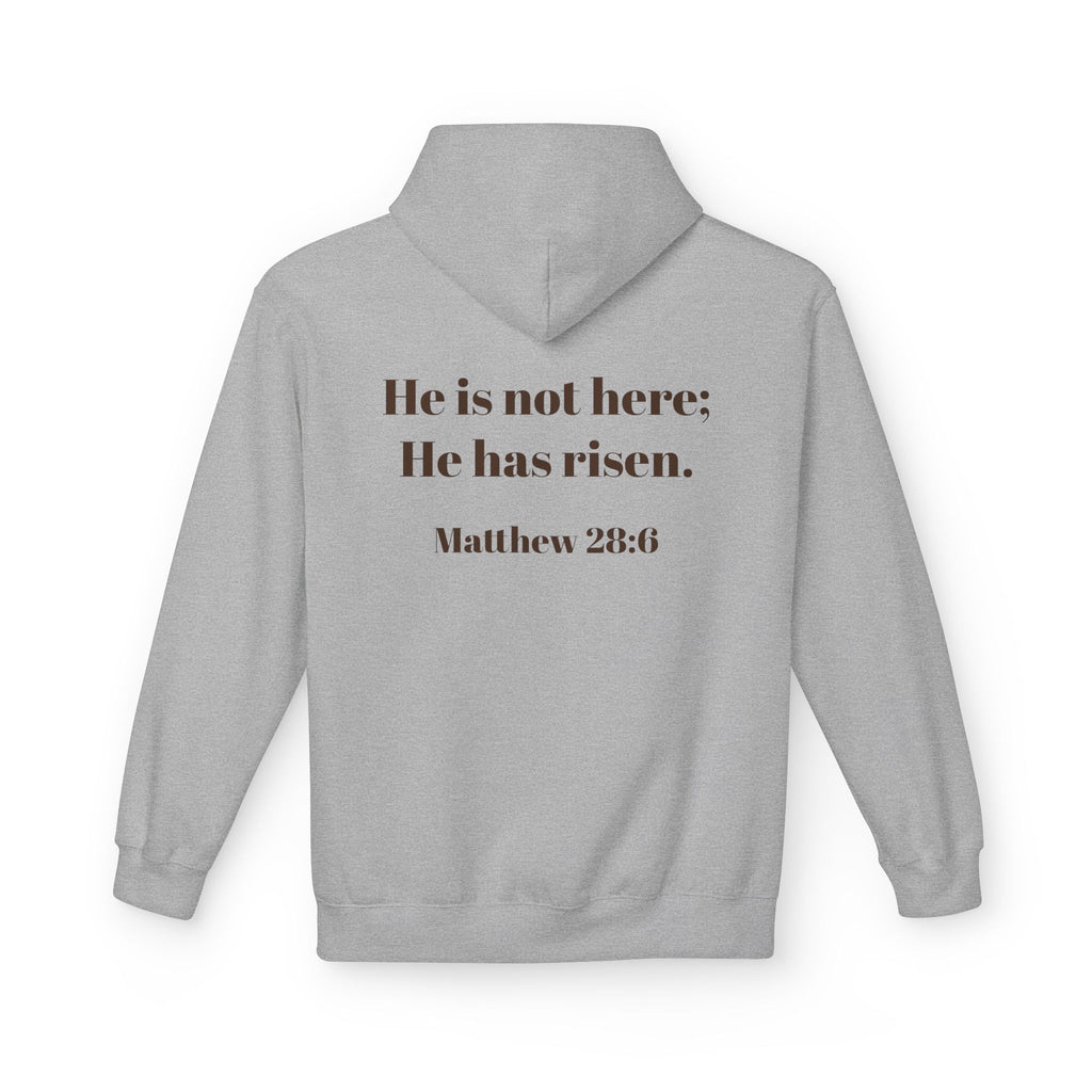 He Has Risen Hoodie  Christian Easter Scripture Pullover (Matthew 28:6)