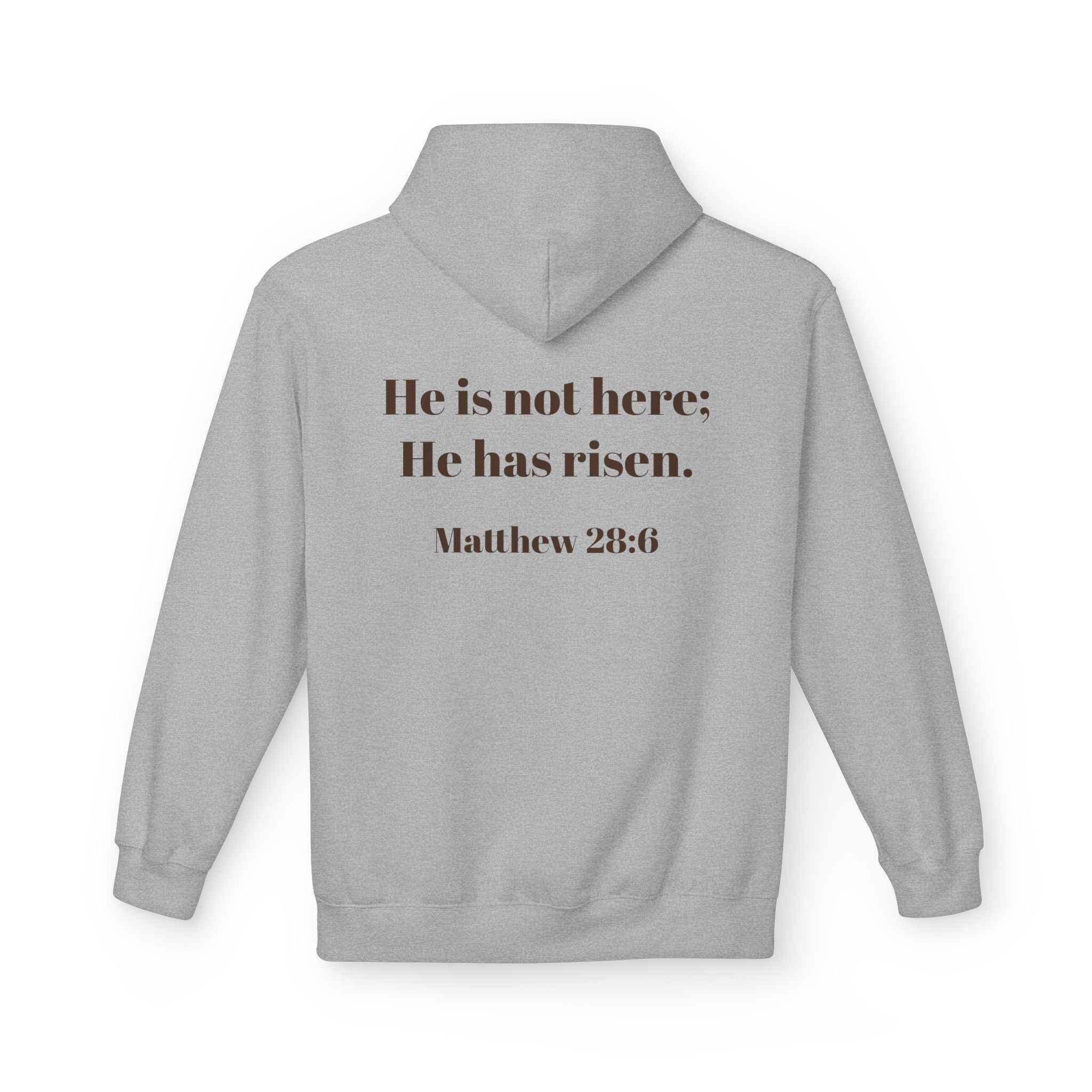 He Has Risen Hoodie  Christian Easter Scripture Pullover (Matthew 28:6)