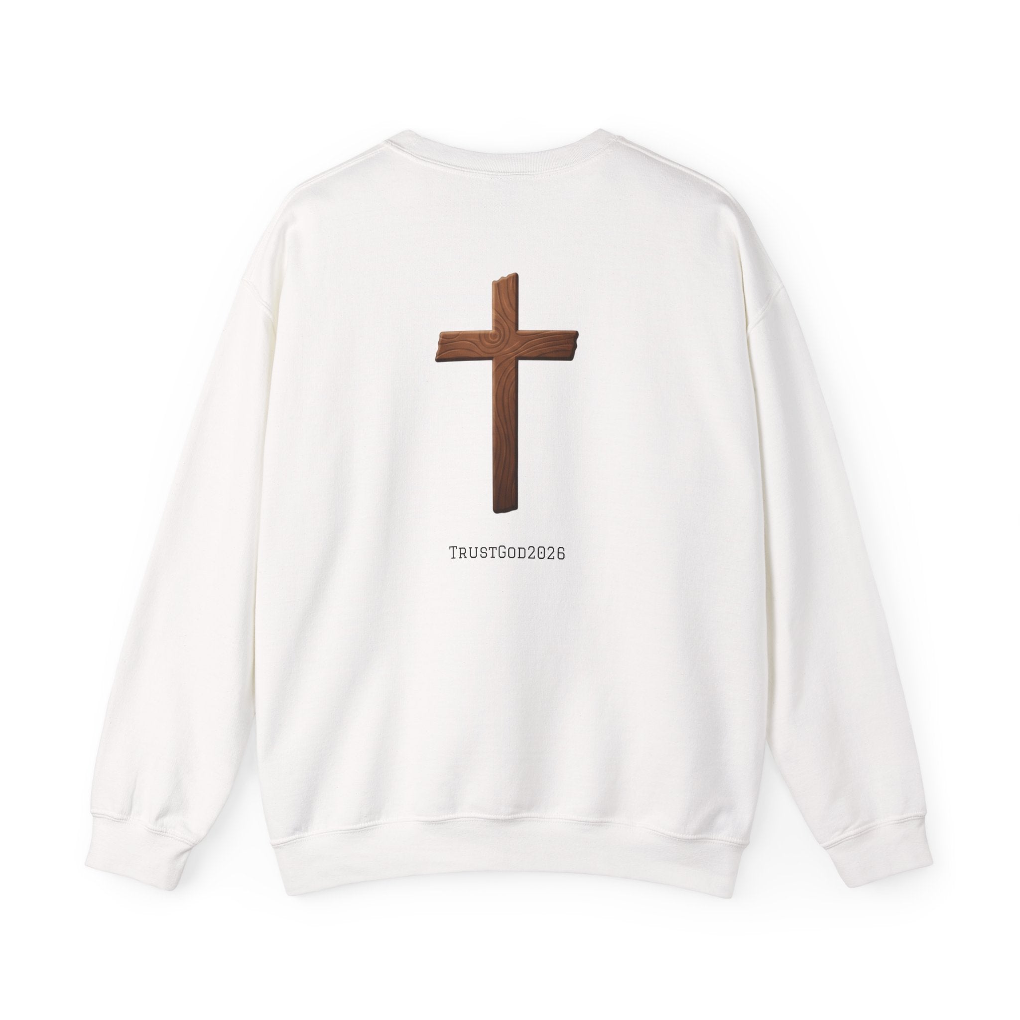 Christian Crewneck Sweatshirt — "God Is Everywhere" with Back Cross Design