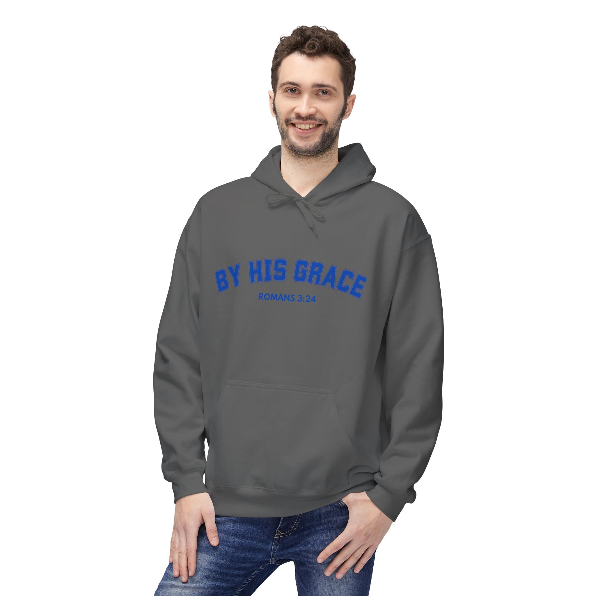 Hoodie — "By His Grace" Christian Cross Hoodie (Romans 5:24)