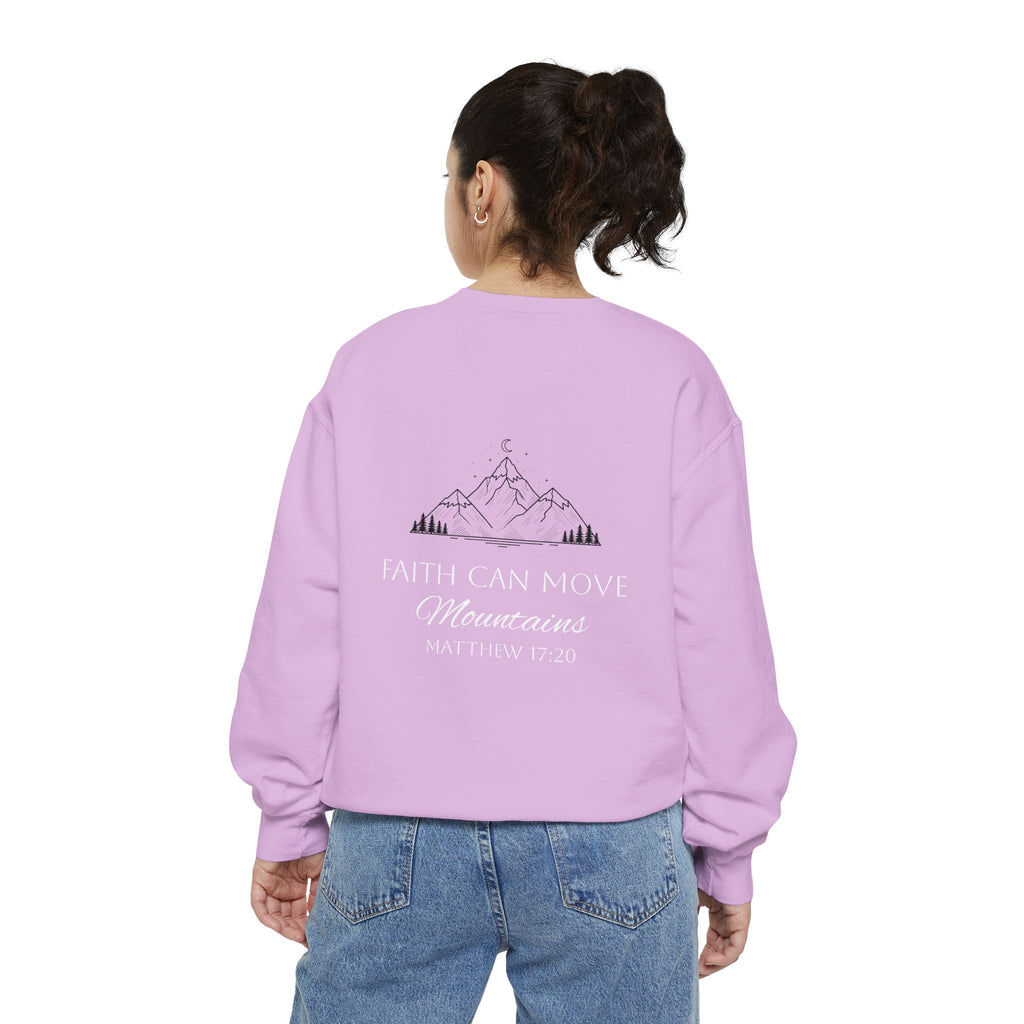 Faith Can Move Mountains Sweatshirt  Heart Chest Graphic