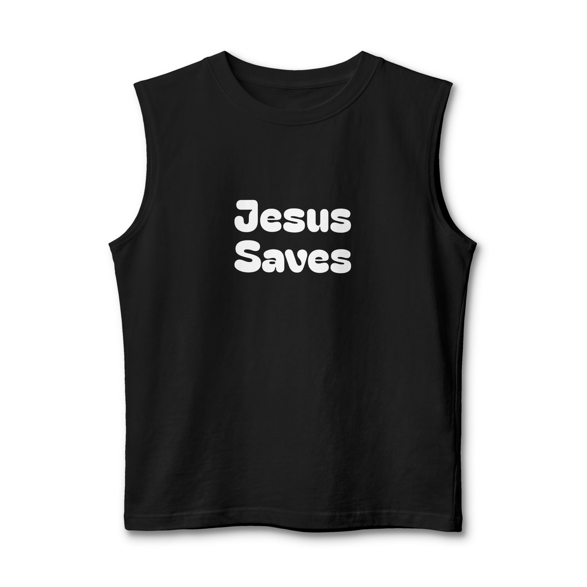 Jesus Saves Muscle Tank Back Cross Christian Faith Tank Top