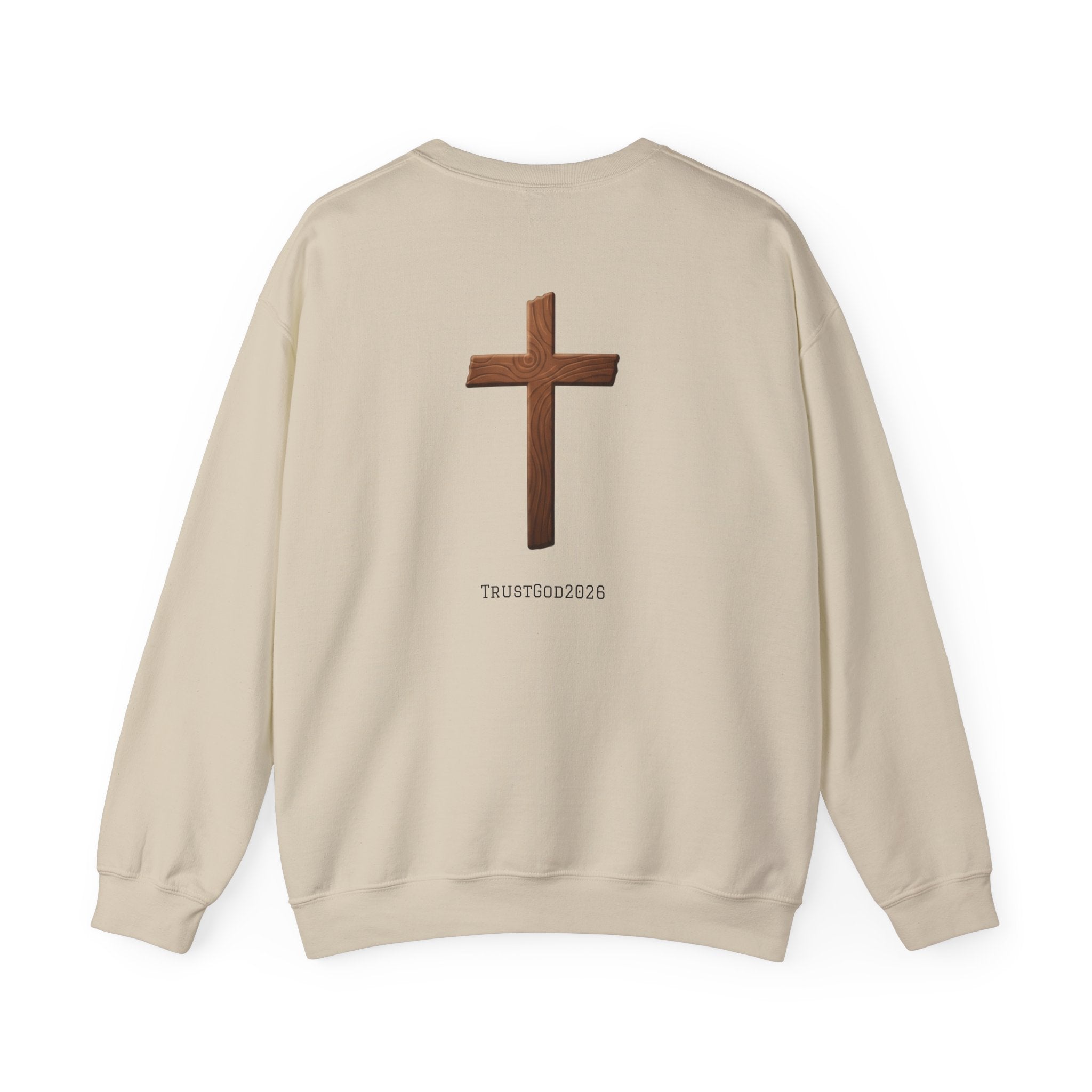 Christian Crewneck Sweatshirt — "God Is Everywhere" with Back Cross Design