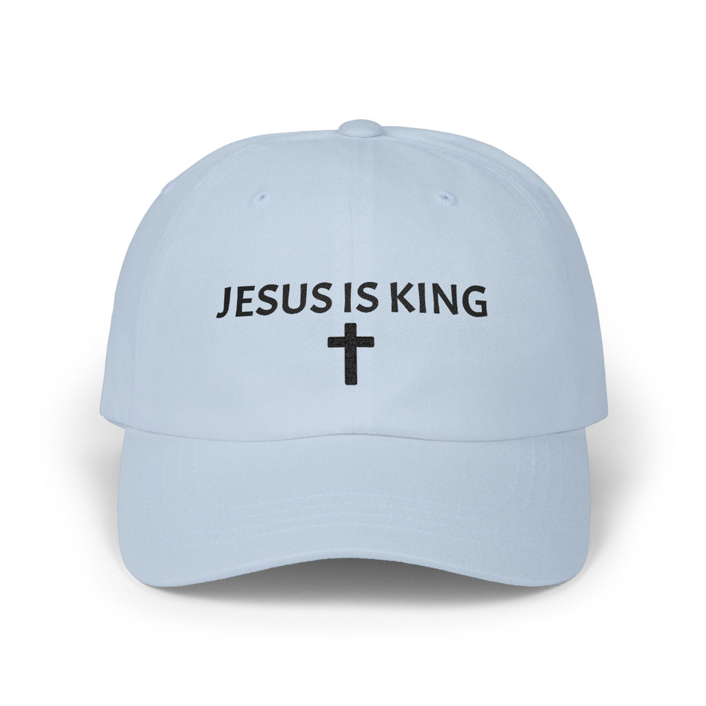 Jesus Is King Dad Cap — Embroidered Christian Baseball Hat with Cross