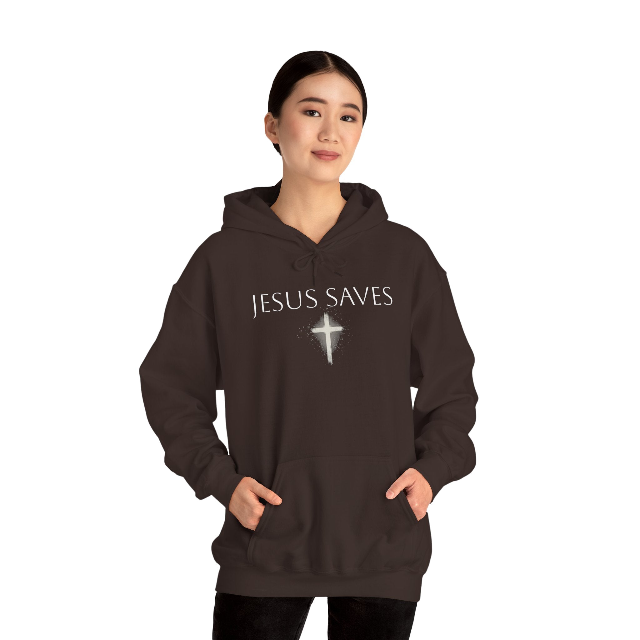 Religious Hoodie Cross Graphic with Jesus Saves