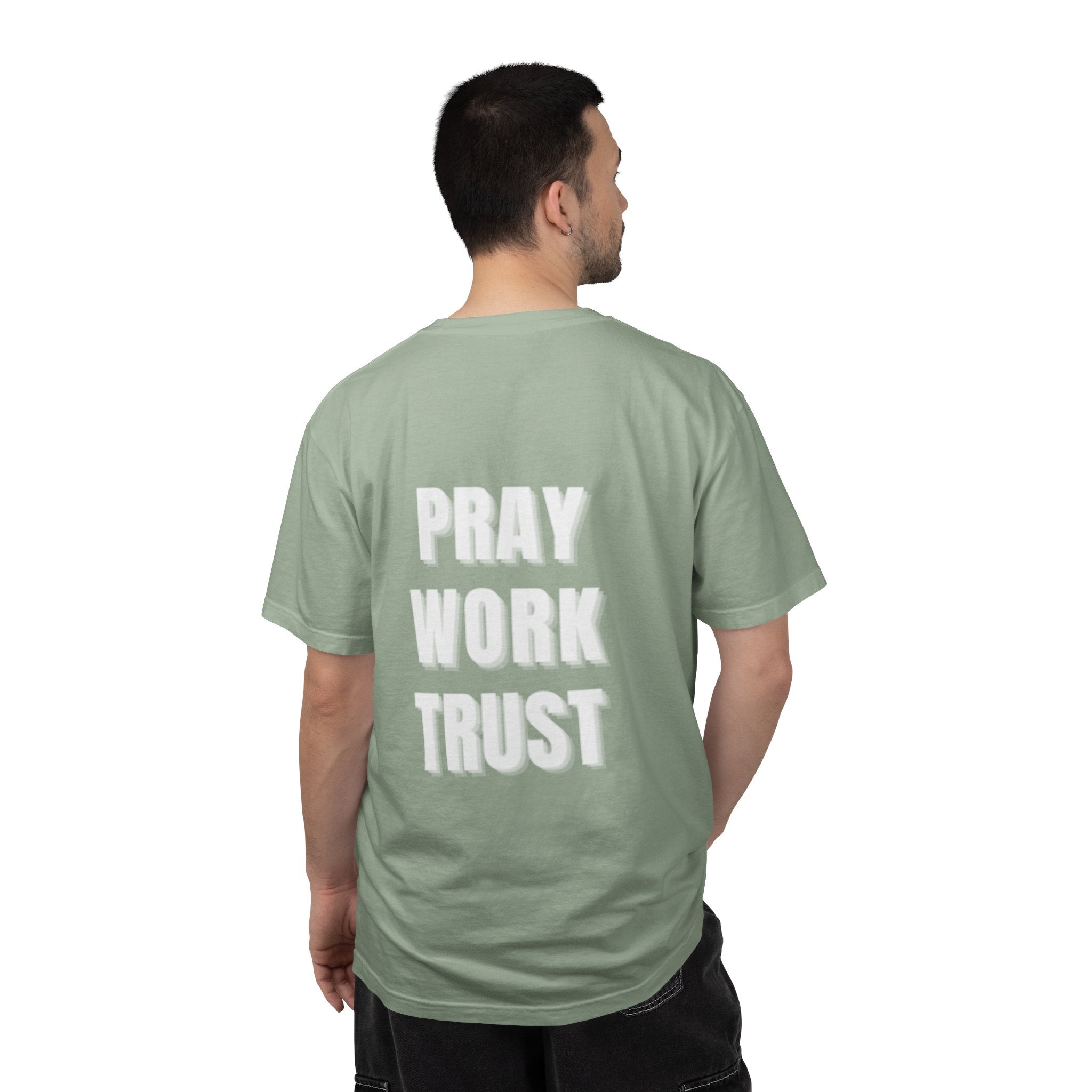 Pray Work Trust Tee Garment-Dyed Brown Inspirational T-Shirt