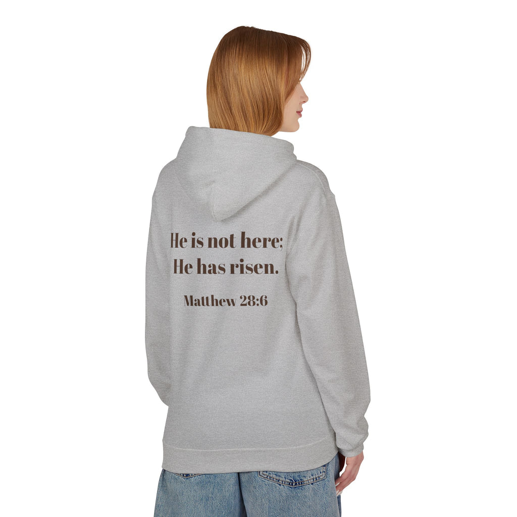 He Has Risen Hoodie  Christian Easter Scripture Pullover (Matthew 28:6)