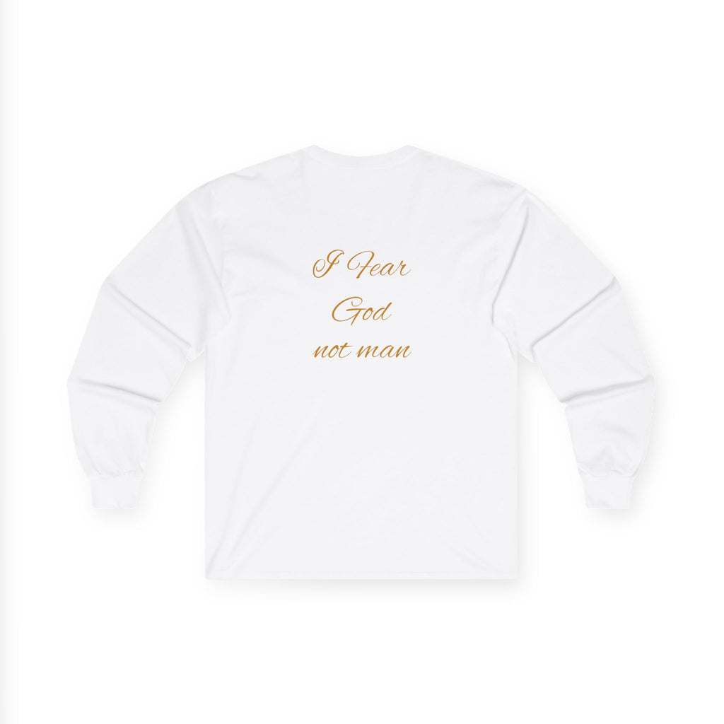 Long Sleeve Tee "I Hear God Not Man" Minimalist Faith Shirt