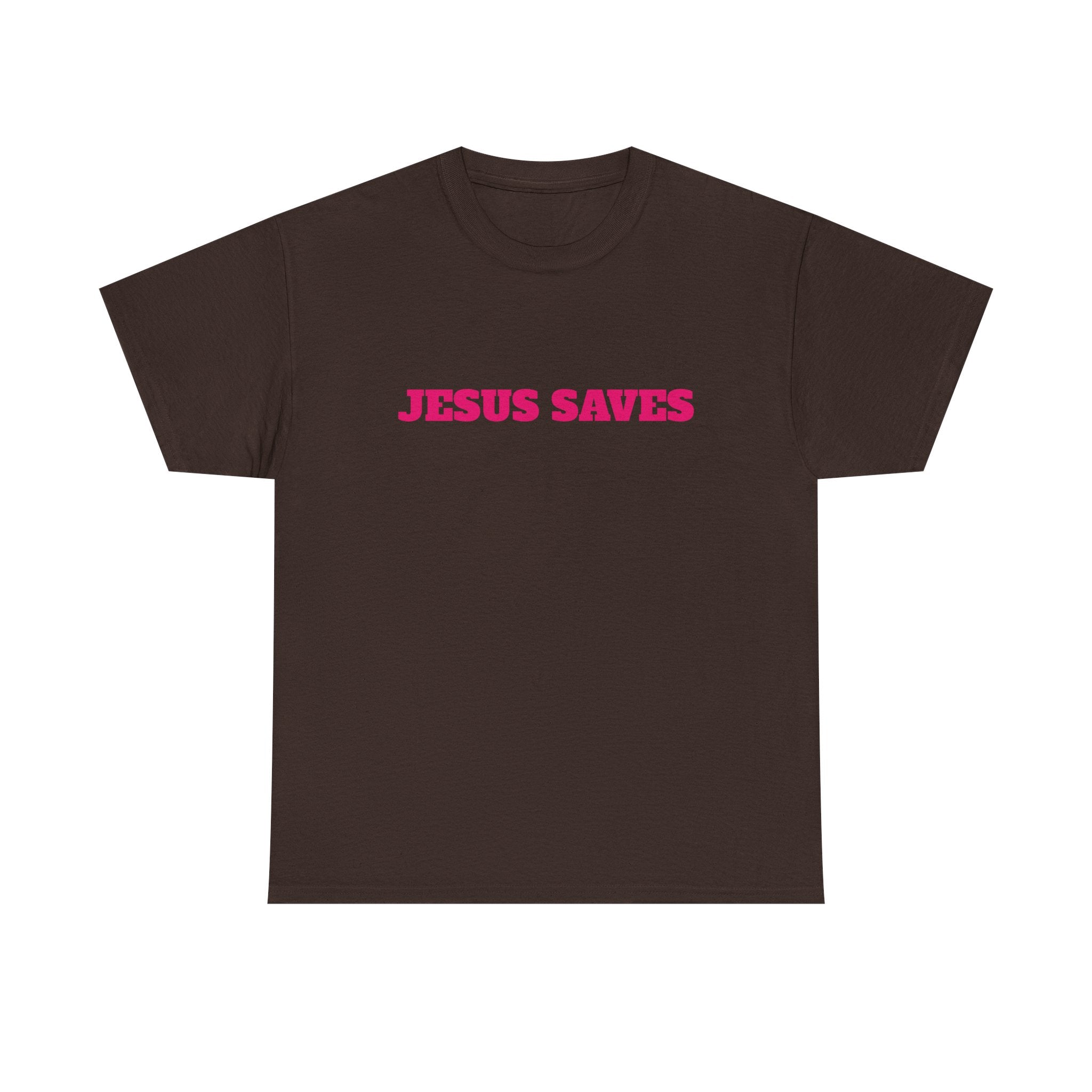 Jesus Saves T‑Shirt Pink 'Good News' Faith Tee (Back Scripture)