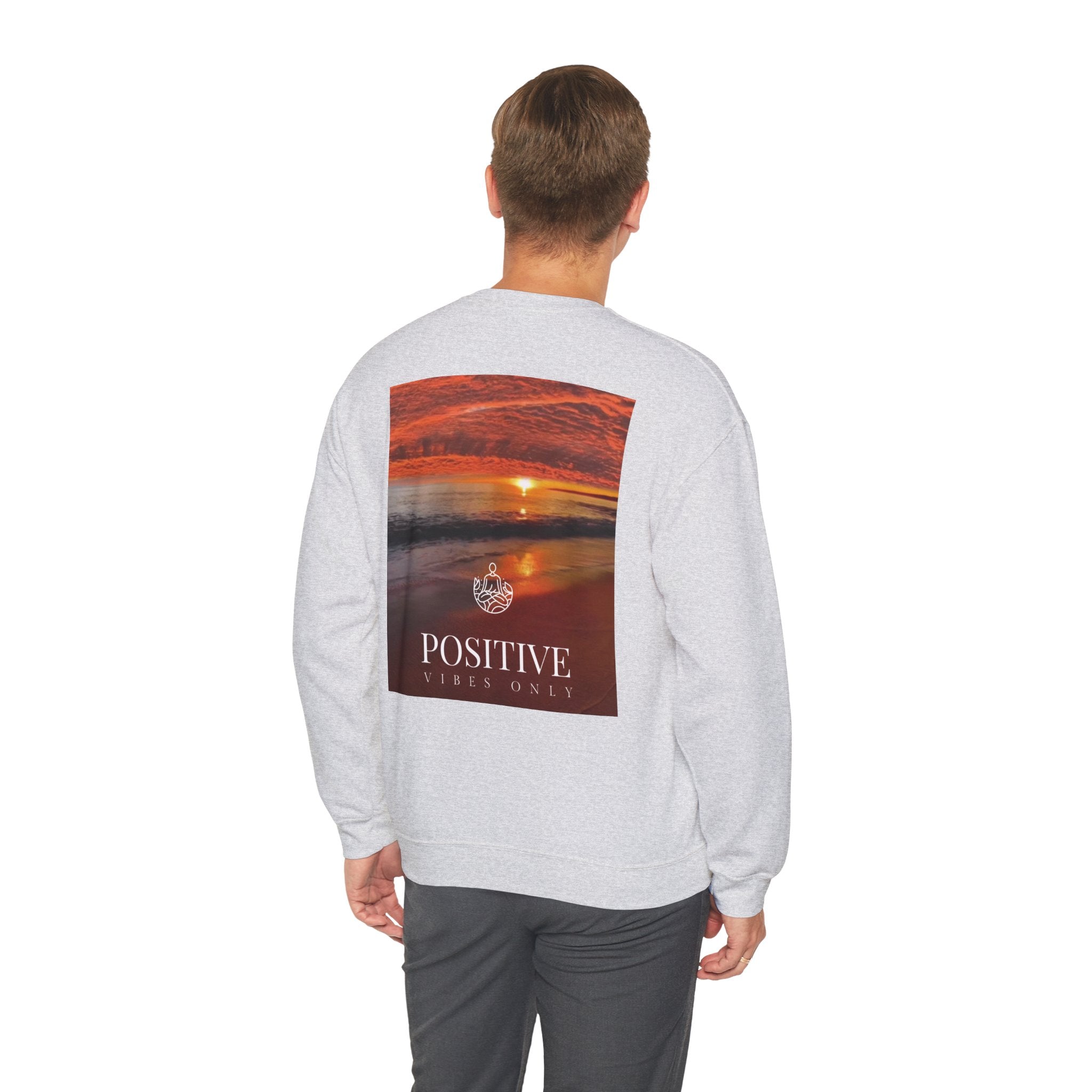 Positive Vibes Only Crewneck Sweatshirt  Sunset Beach Graphic