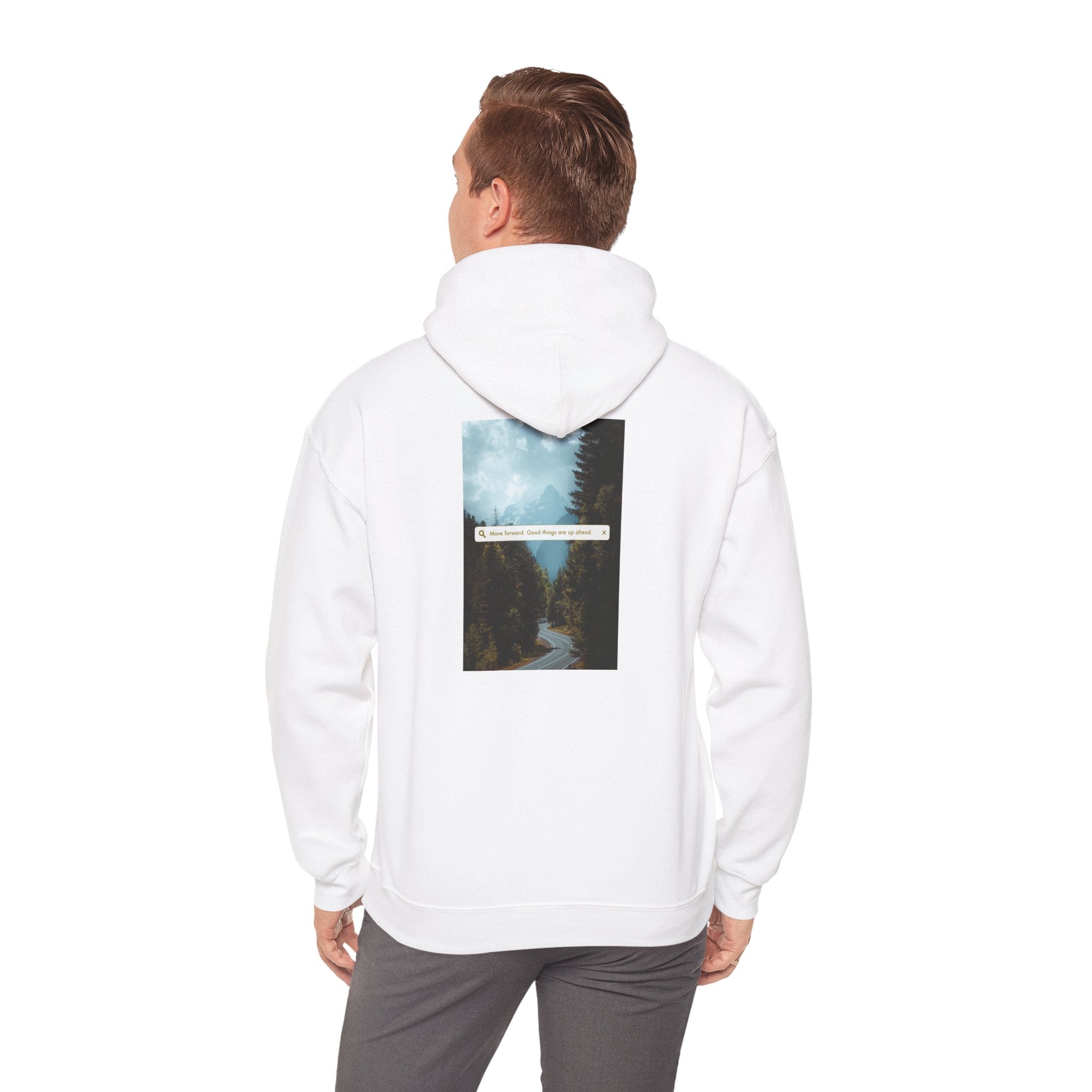 Mountain Road Hoodie with Gold Cross Chest Accent