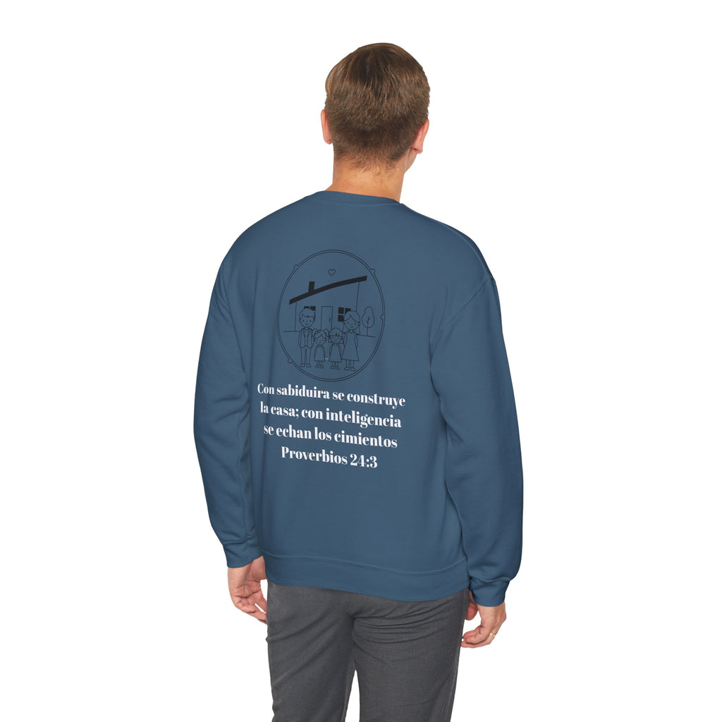 Crewneck Sweatshirt Minimal Heart Graphic with Spanish Proverbs Text