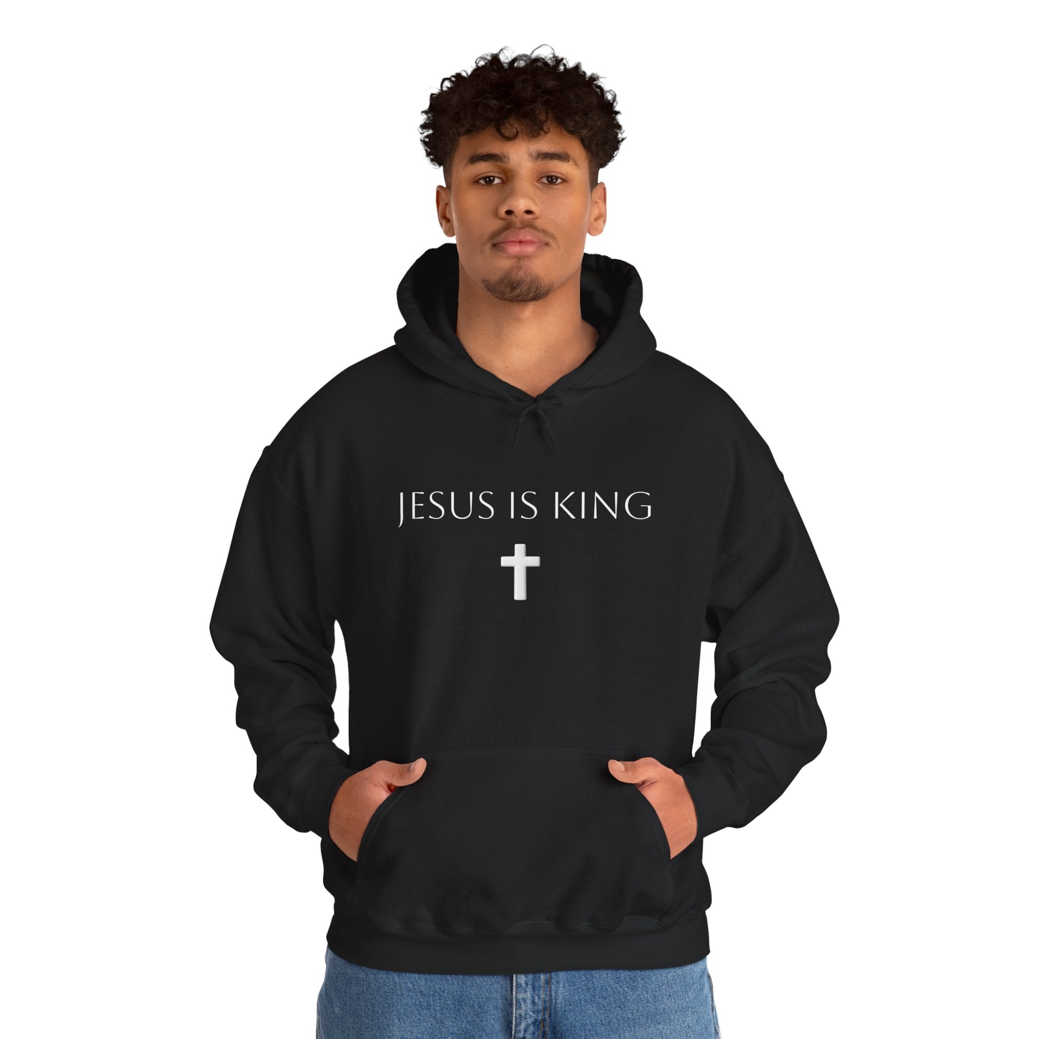 Minimal Cross Hoodie Small Center Chest Cross Graphic Religious Pullover