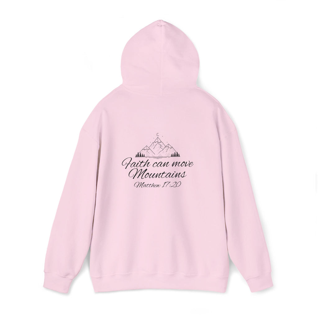 Faith Can Move Mountains Hoodie Inspirational Christian Scripture Sweatshirt (Matthew 17:20)