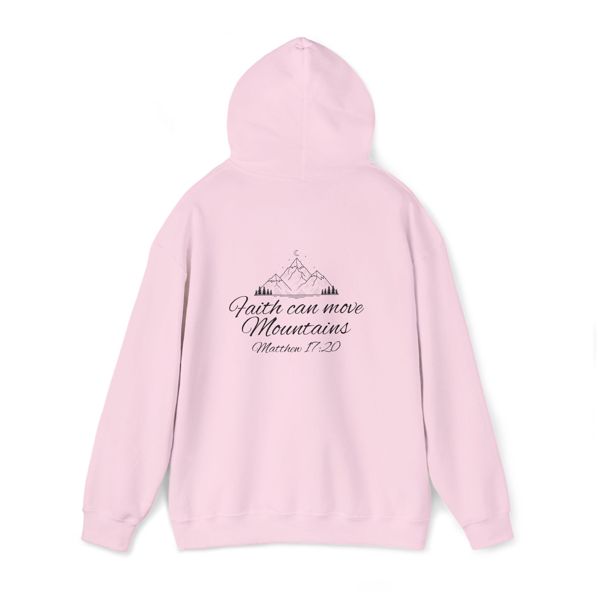 Faith Can Move Mountains Hoodie Inspirational Christian Scripture Sweatshirt (Matthew 17:20)
