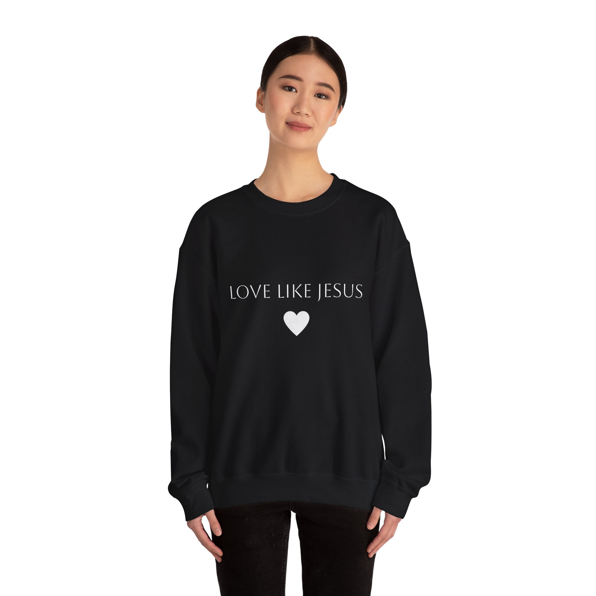 Love Like Jesus Sweatshirt Faith Inspired Crewneck with Heart Graphic