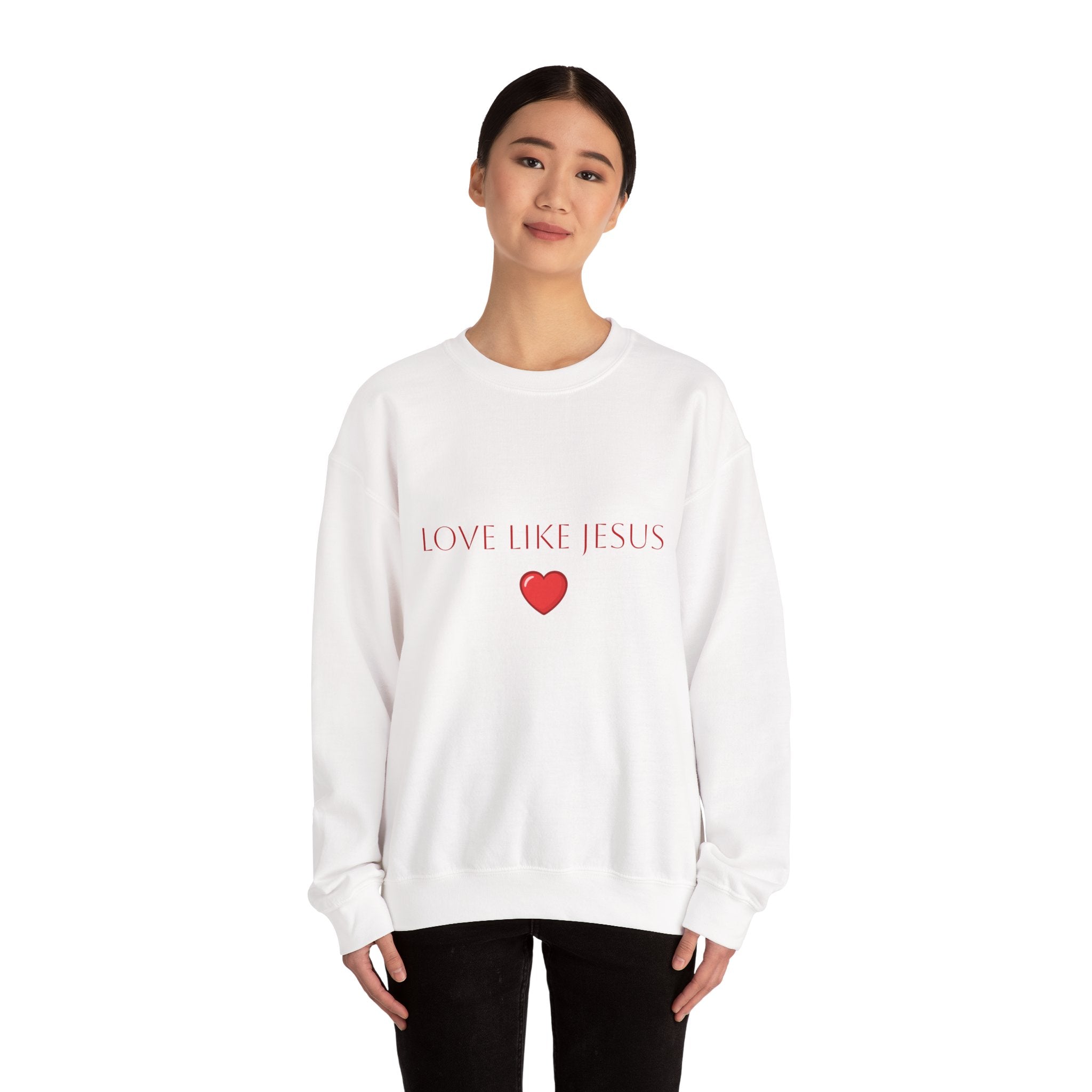Love Like Jesus Sweatshirt Faith Inspired Crewneck with Heart Graphic