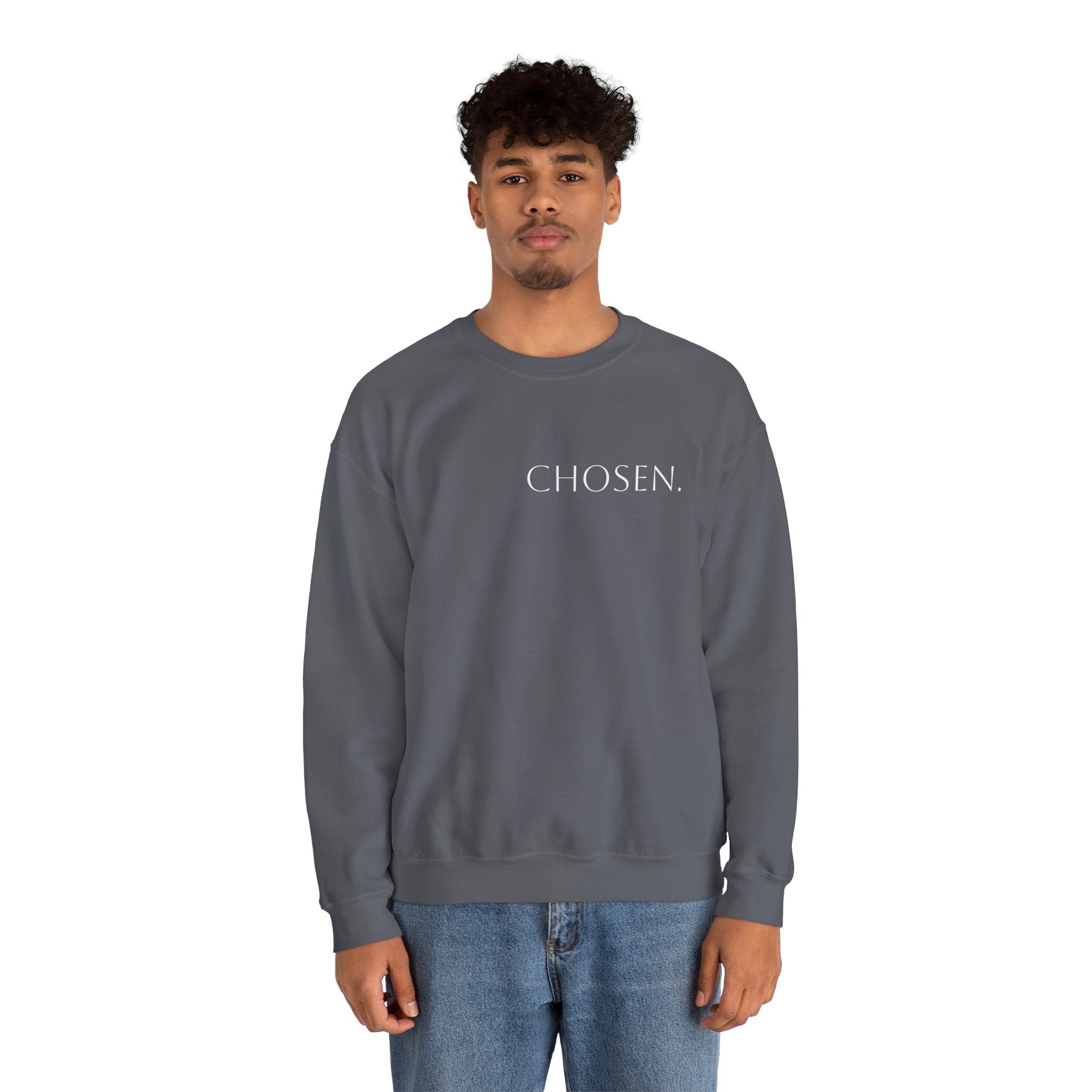 Chosen Sweatshirt Christian Crewneck with “1 Peter 2:9” Back Text