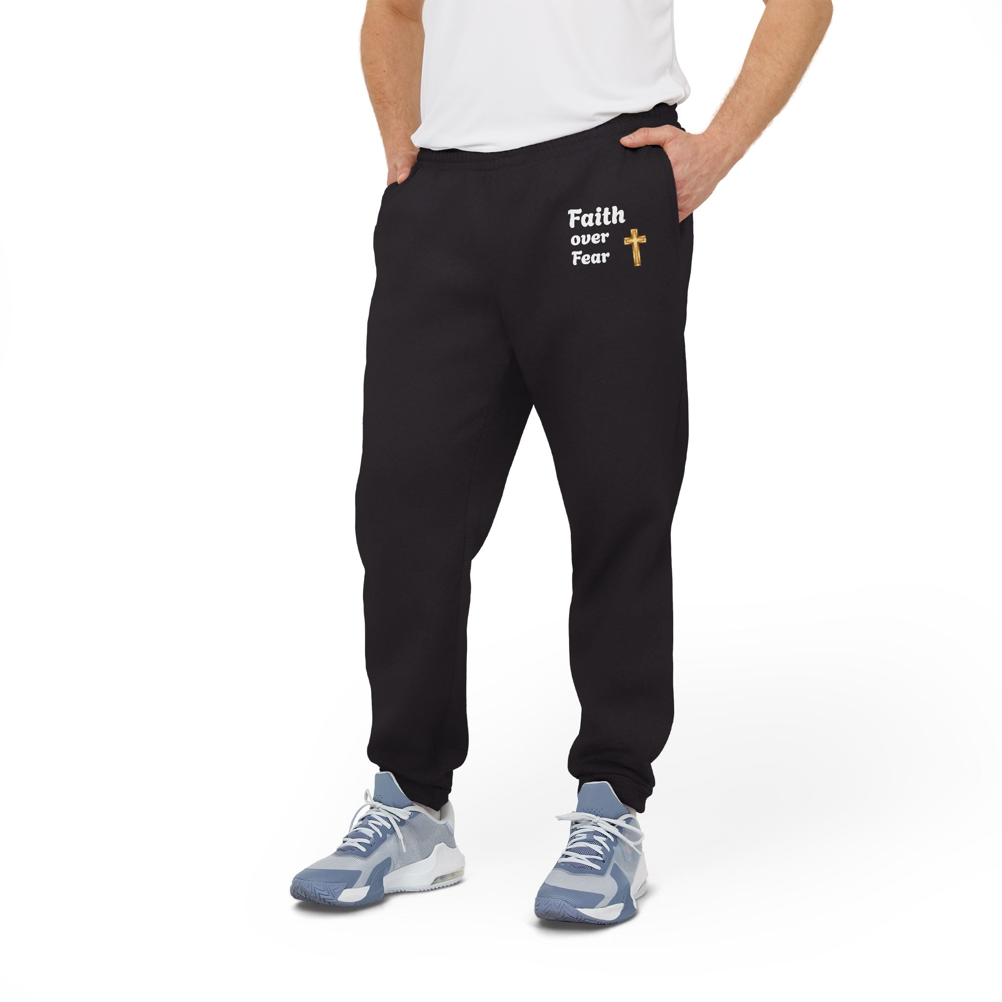 Faith Over Fear Joggers Inspirational Fleece Sweatpants