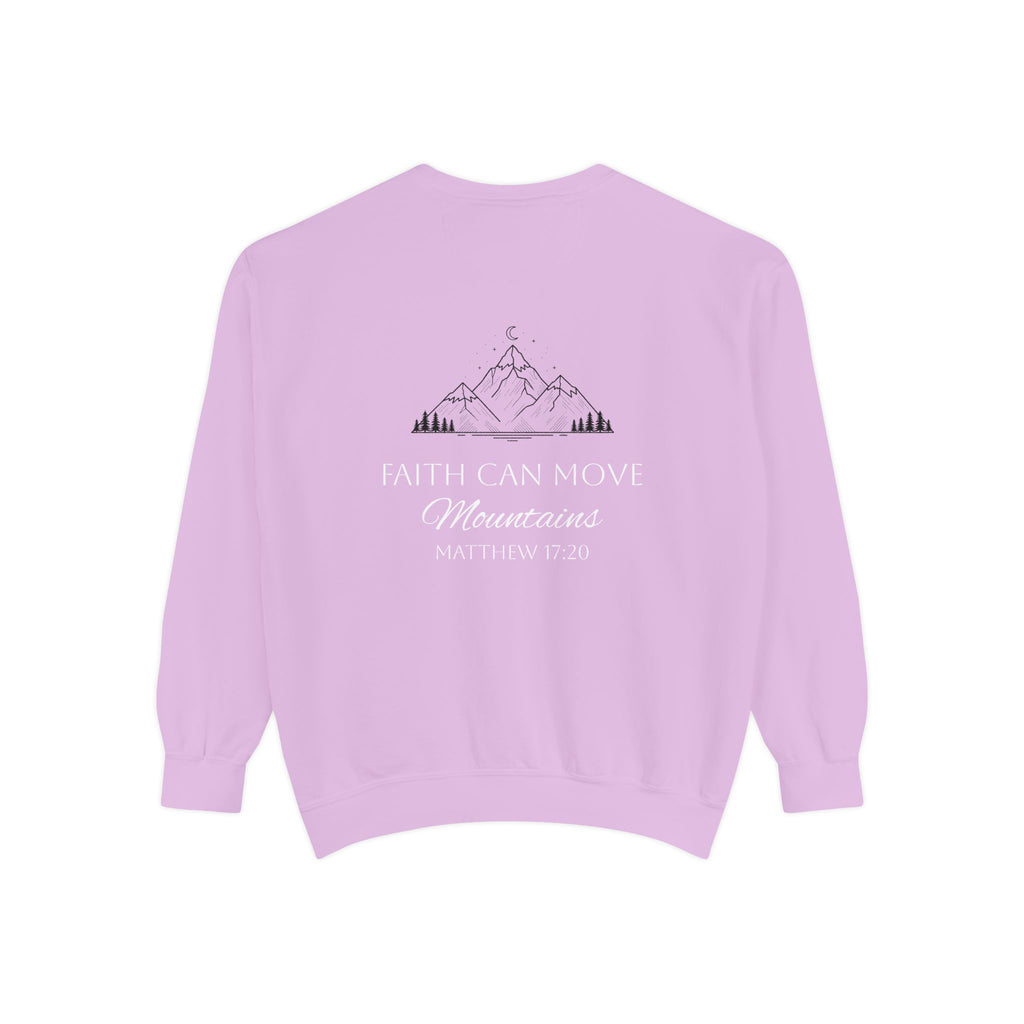 Faith Can Move Mountains Sweatshirt  Heart Chest Graphic