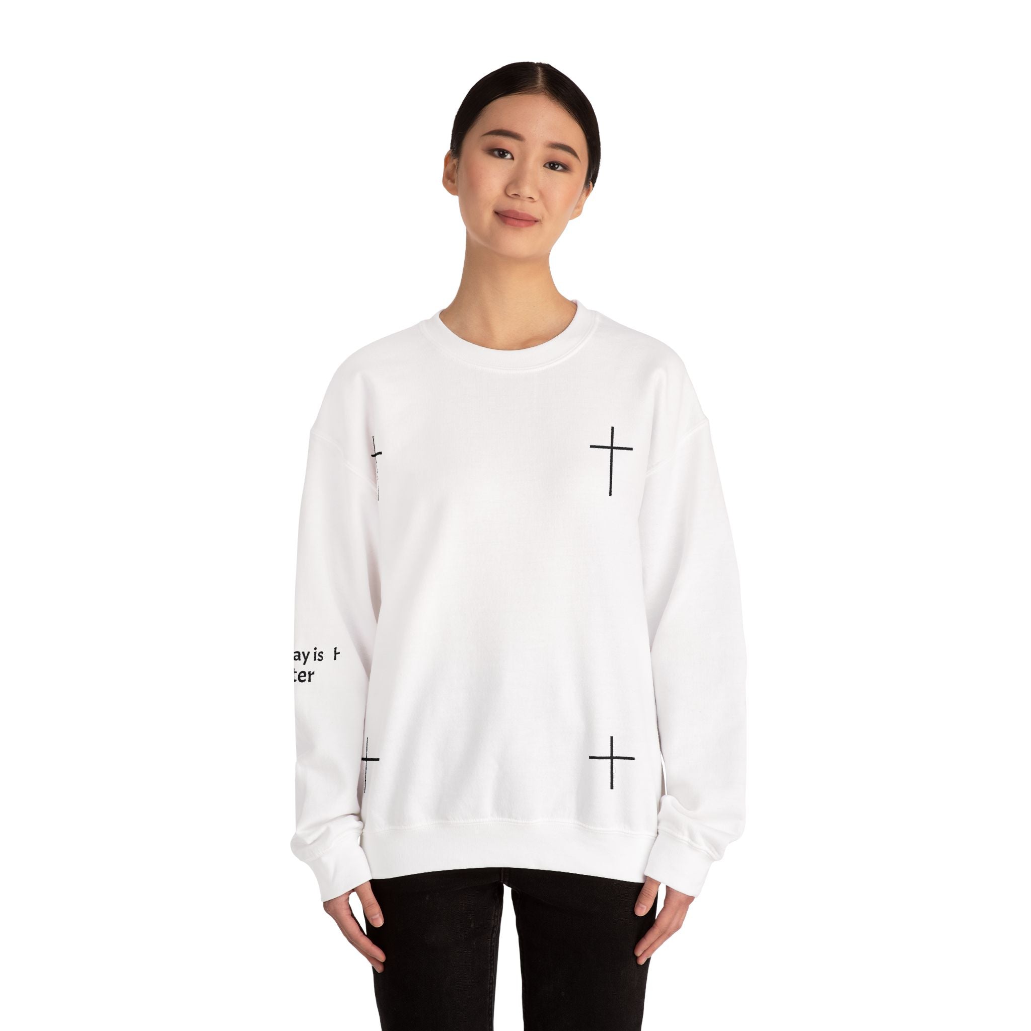 Christian Cross Crewneck Sweatshirt Minimal Faith Graphic